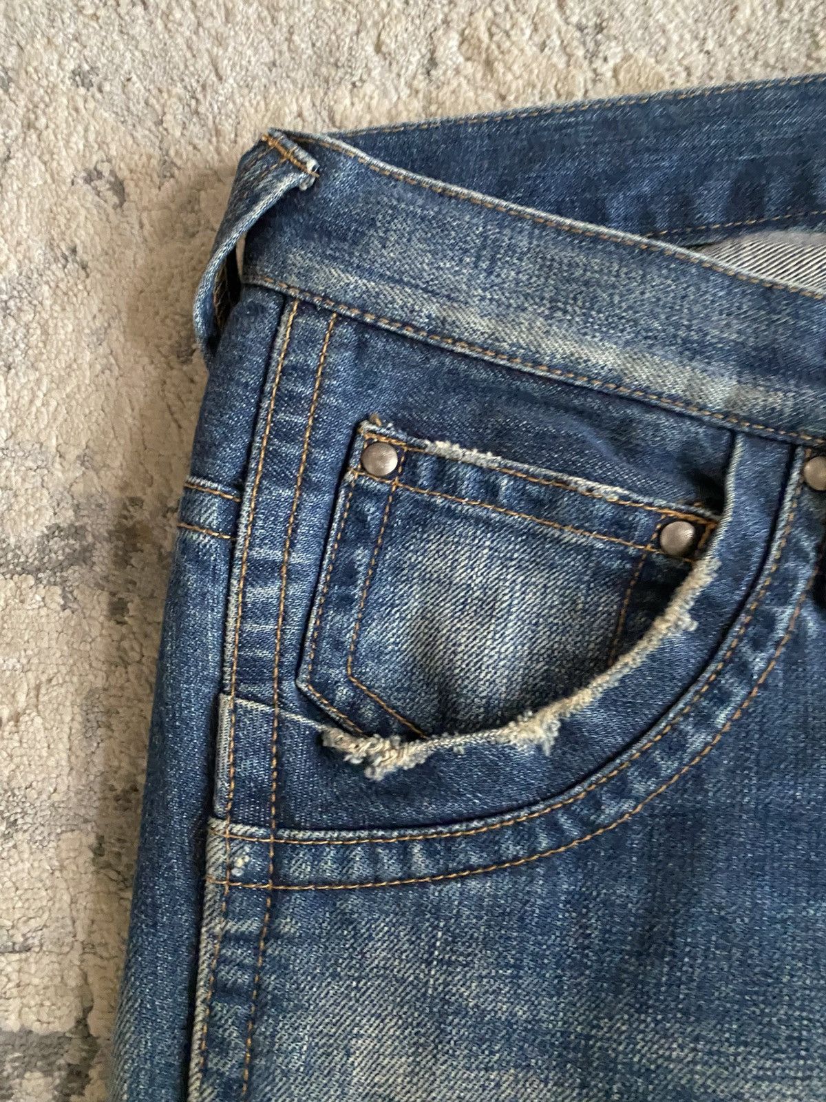 Tornado Mart Washed Oil Stain Flare Denim Size US 35 - 8 Thumbnail