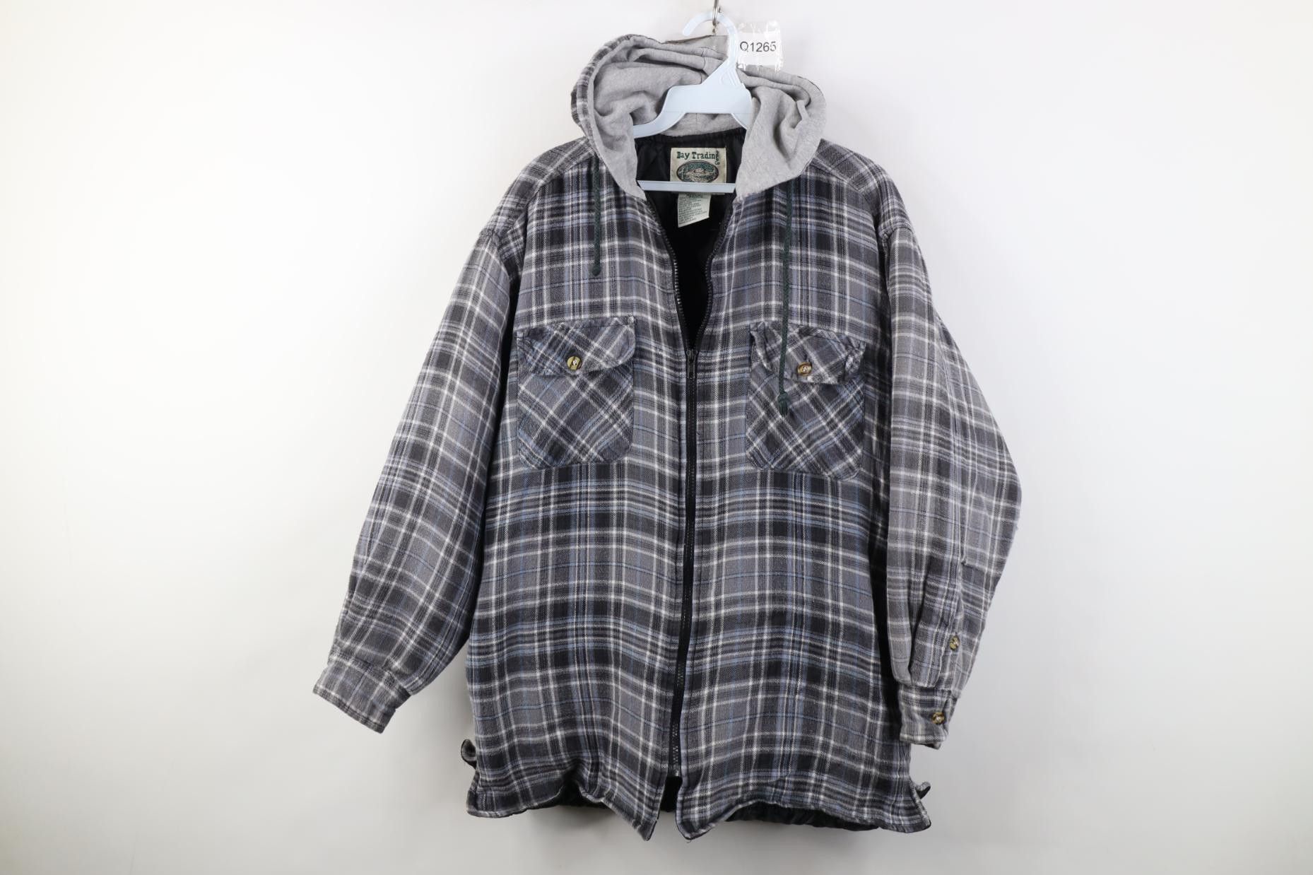 Vintage Vintage 90s Streetwear Quilted Flannel Hooded Shirt Jacket Size US M / EU 48-50 / 2 - 1 Thumbnail