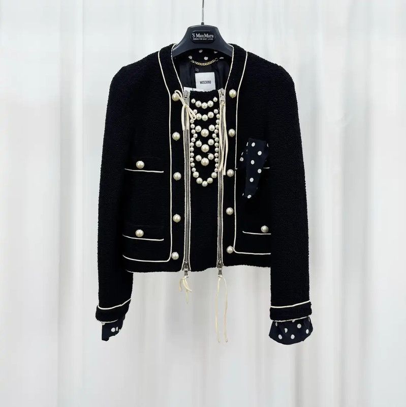 Moschino Moschino Black Wool Blend Logo Jacket 0089 Size XL / US 12-14 / IT 48-50 - 1 Thumbnail