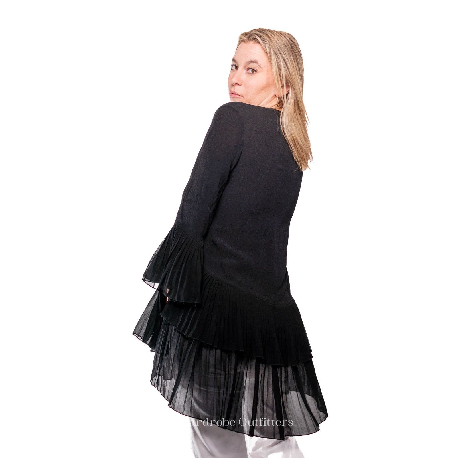 Zara Witchy Black Midi Sheer Sleeve Blouse Size XS / US 0-2 / IT 36-38 - 6 Thumbnail