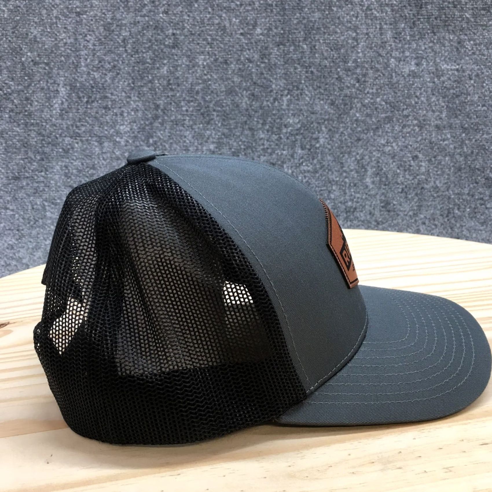 Logo 7 Rib Rust Trucker Hat Unisex Black Gray One Size Curved Brim Embroidered Logo Size ONE SIZE - 6 Thumbnail