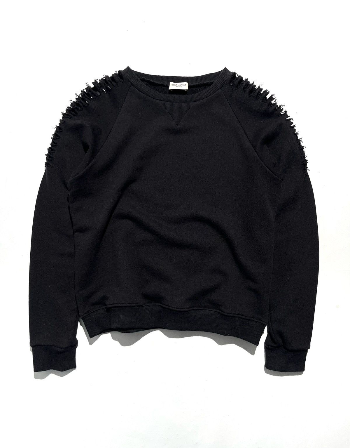 Hedi Slimane × Saint Laurent Paris FW15 Saint Laurent Distressed Cutout Shoulders Sweatshirt Size M / US 6-8 / IT 42-44 - 1 Thumbnail