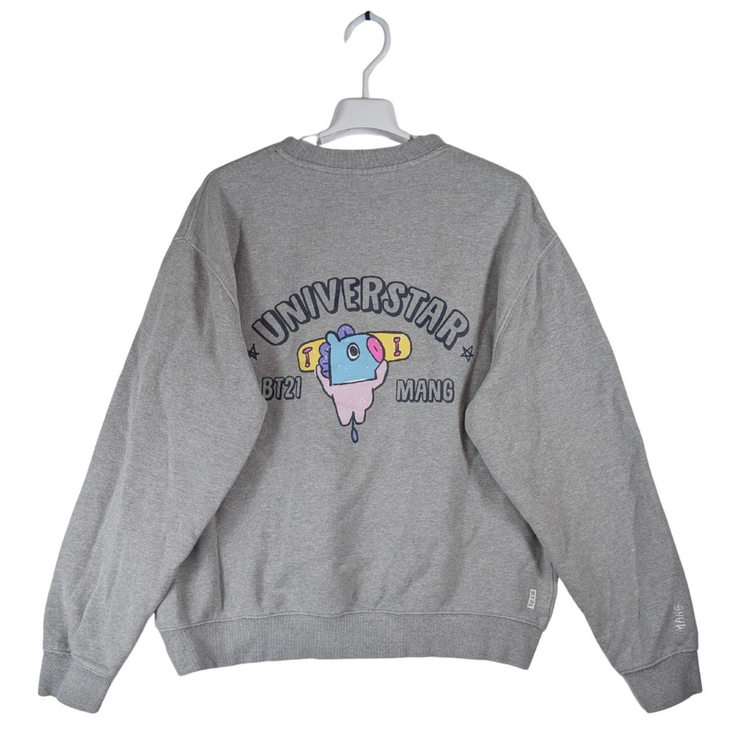 Unknown London BT21 Universtar Mang Gray Crewneck 100% Cotton BTS Large Size L / US 10 / IT 46 - 2 Thumbnail