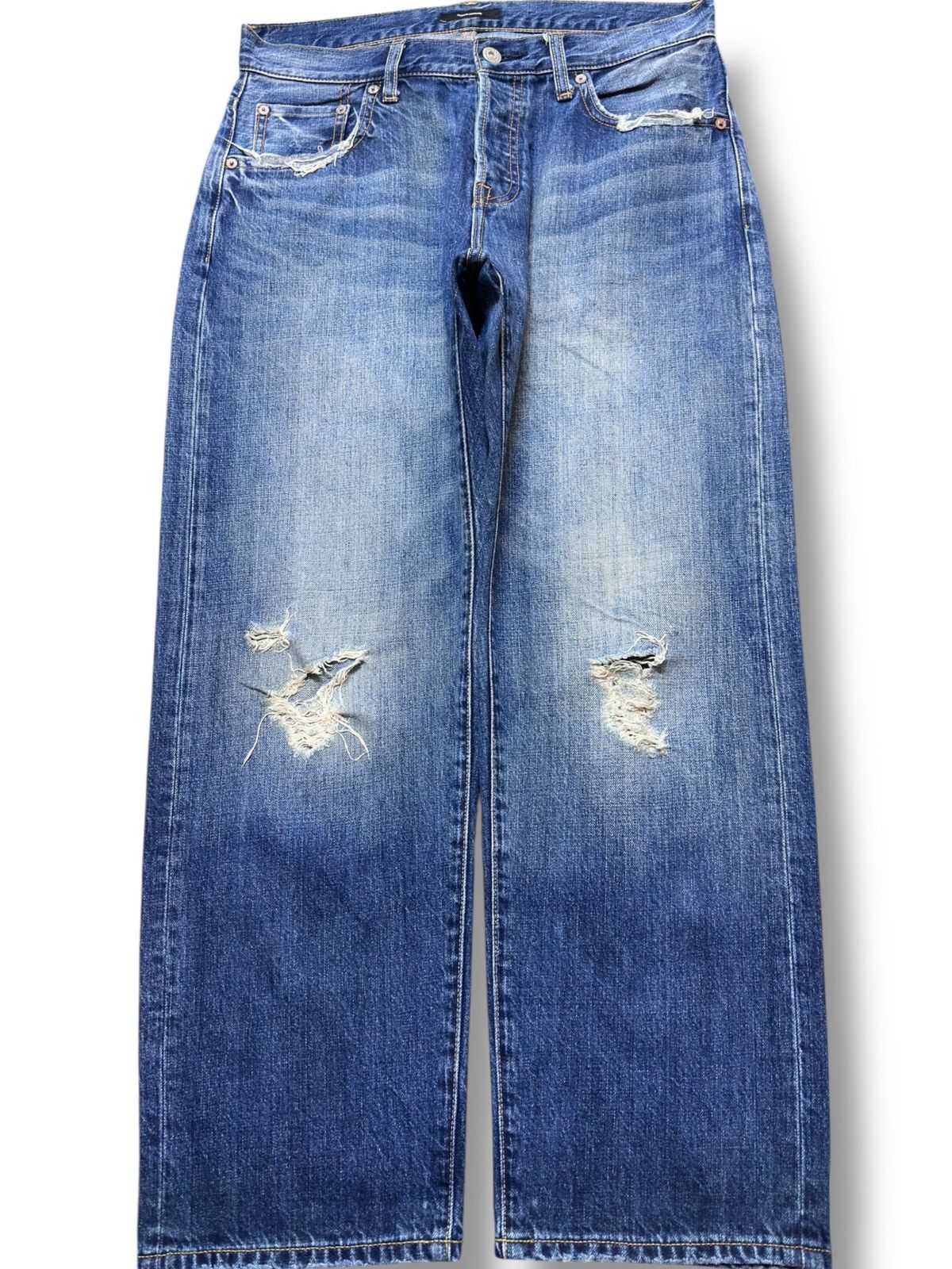 Journal Standard Vintage Journal Standard Buckle Belt Ripped Distressed Denim Size US 31 - 1 Thumbnail