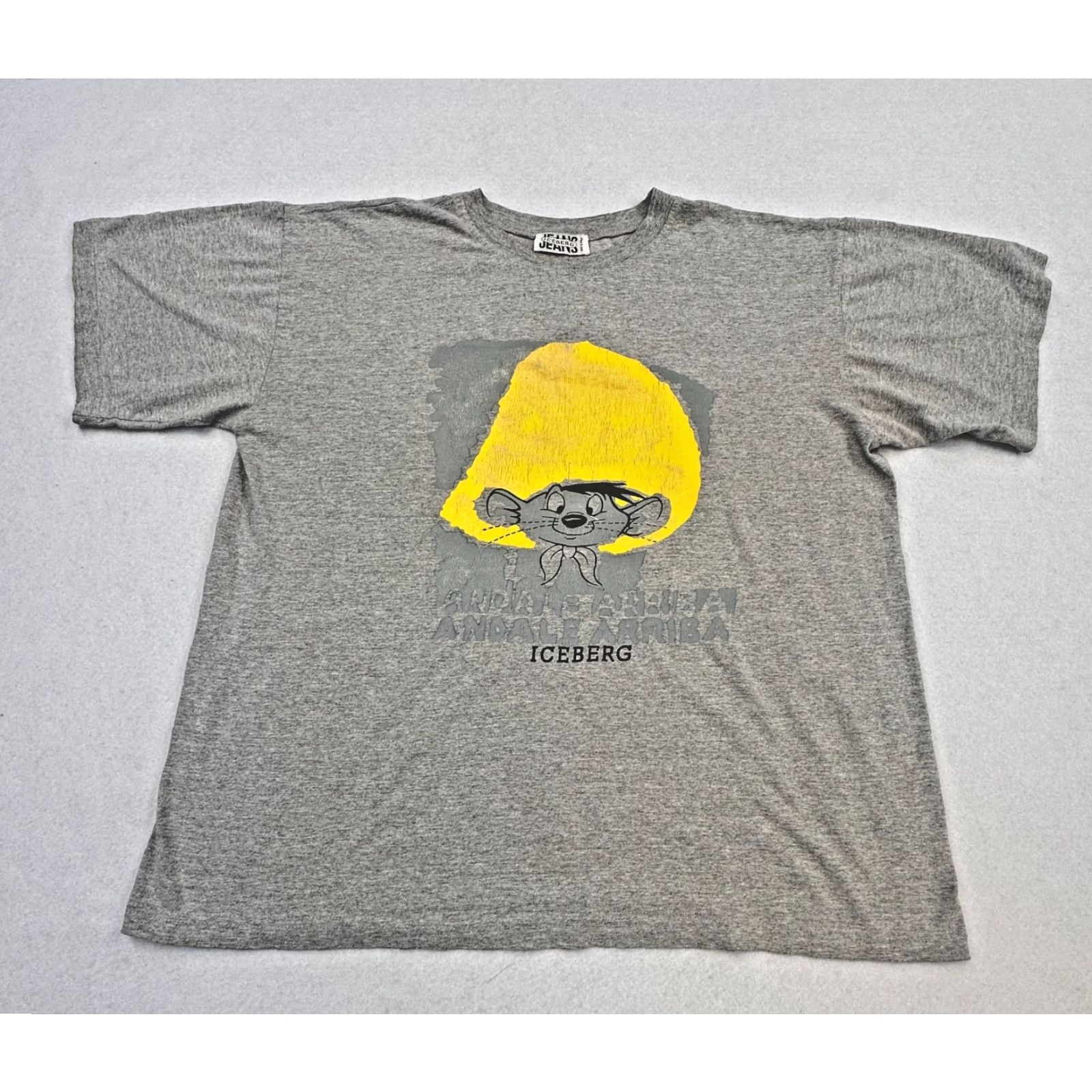 Vintage Iceberg Jeans Tee Mens 2XL Speedy Gonzalez Graphic Made in Italy Iceberg Shirt Graphic Print Cartoon Looney Tunes Summer Spring 90s Mens Size US 39 - 2 Thumbnail