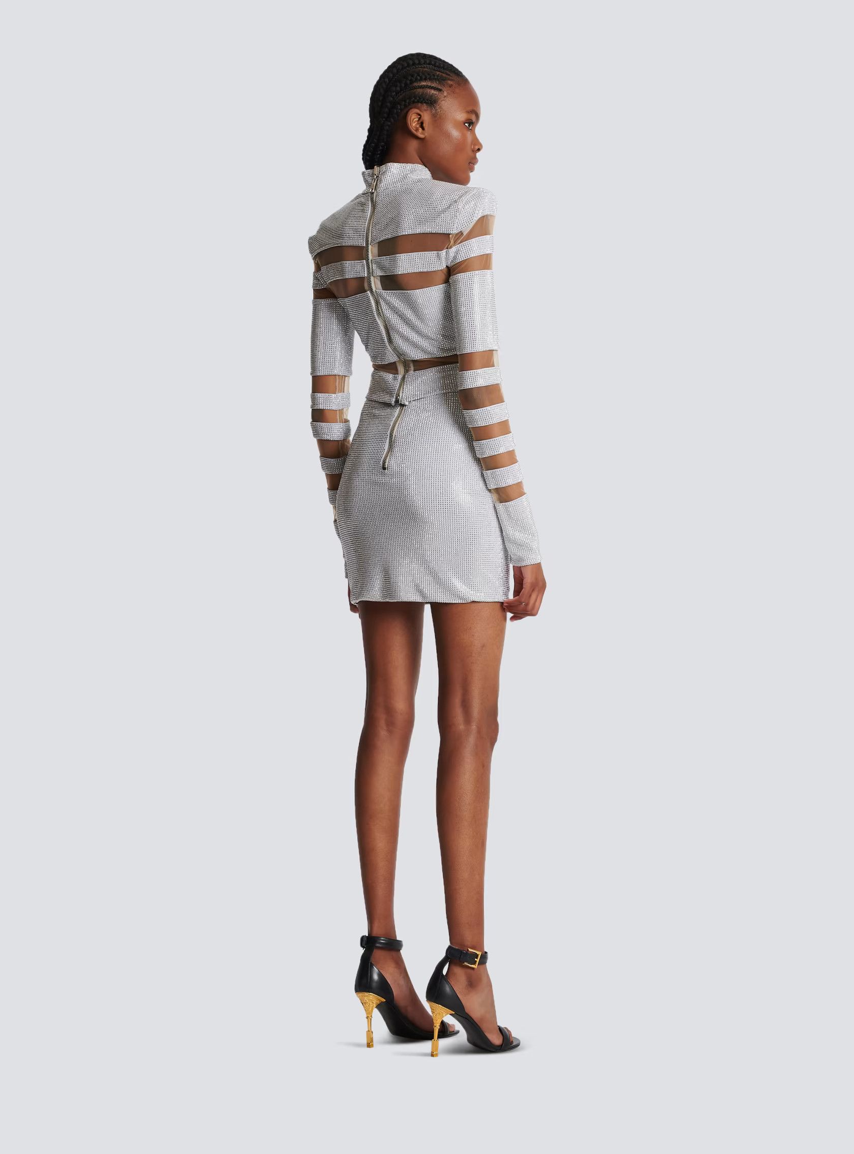 Balmain o1s1rm0624 Crop Top in Silver Size L / US 10 / IT 46 - 4 Thumbnail