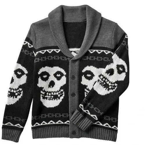 VIBE Gothic Ghost Pattern Sweater Knit Top Loose Long Size US M / EU 48-50 / 2 - 3 Thumbnail