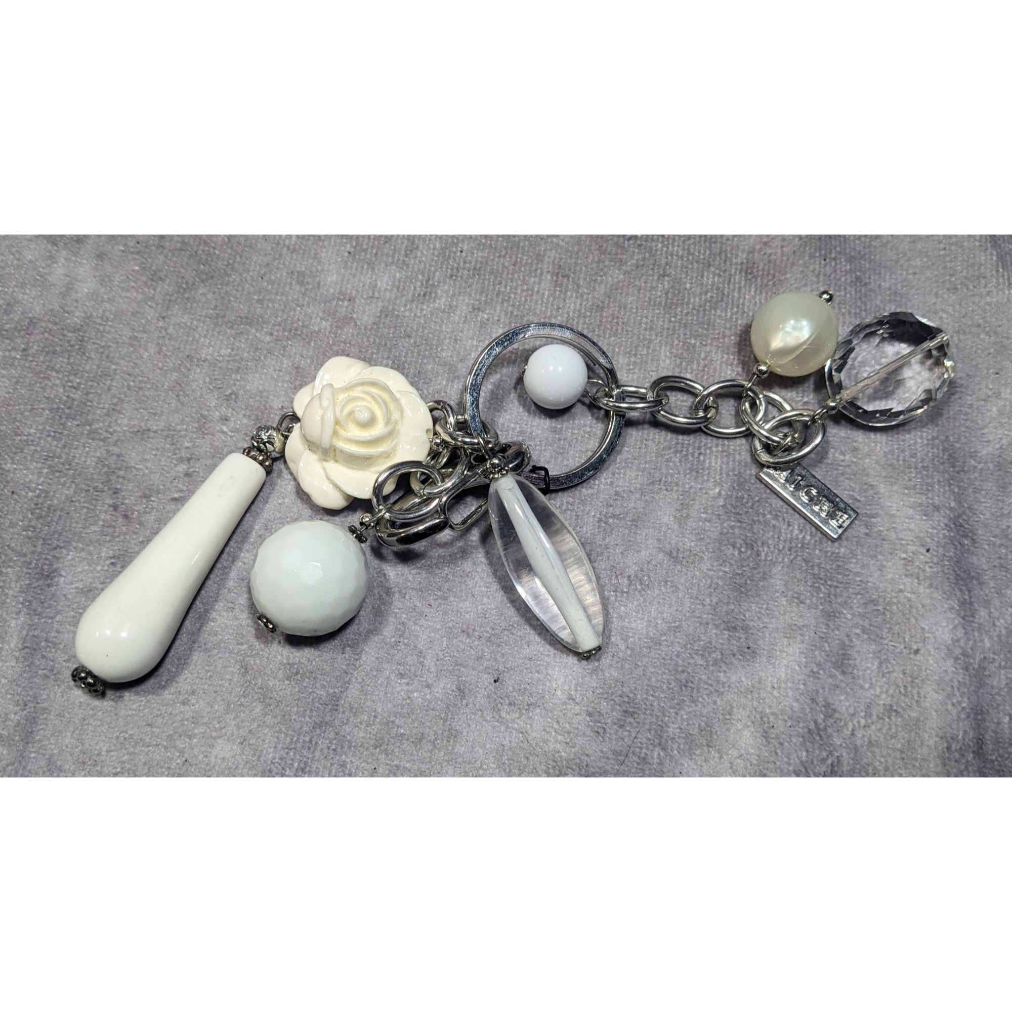 Other Miche Coquette Floral White And Silver Tone Charm Keychain Size ONE SIZE - 2 Thumbnail