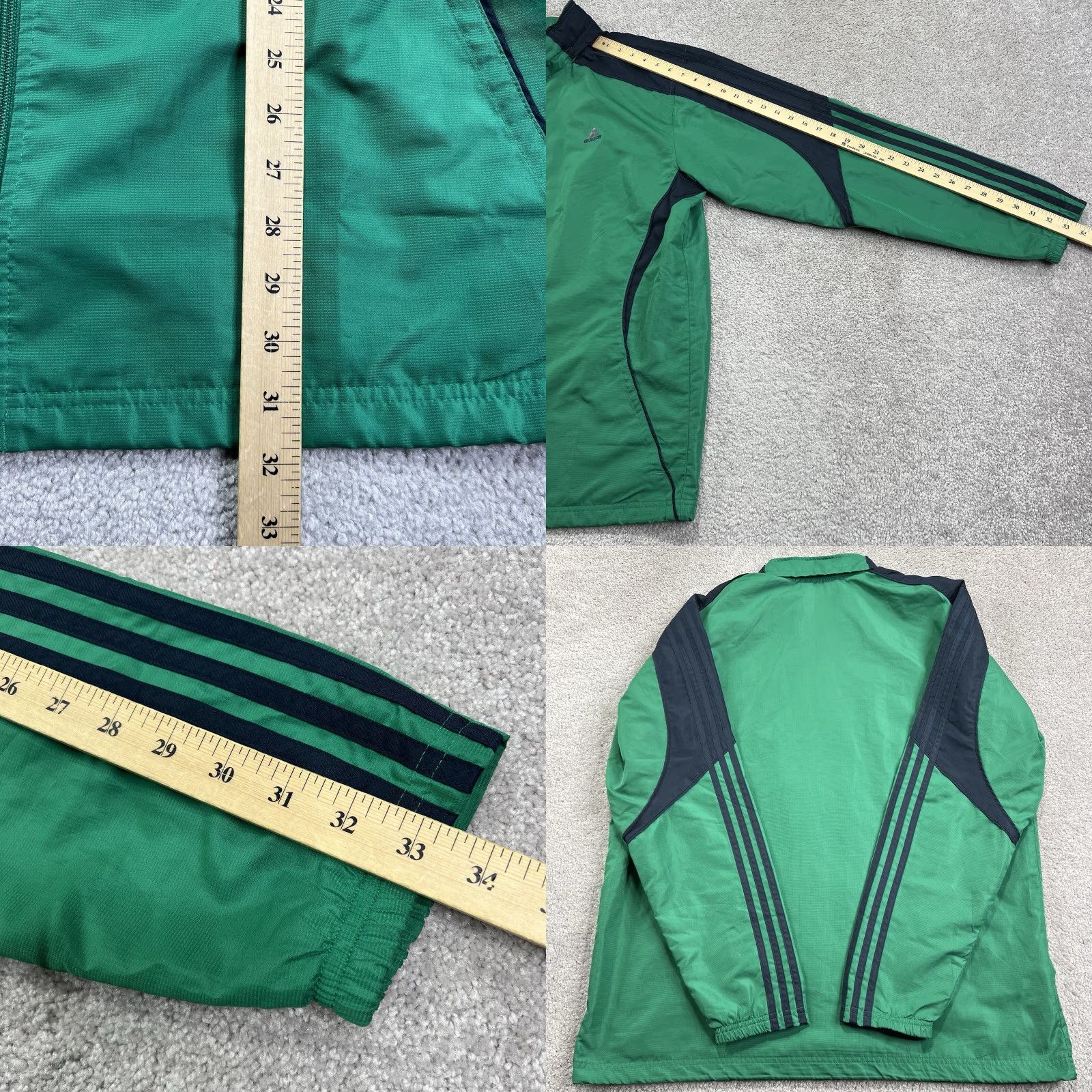 Adidas Adidas Windbreaker Jacket Men’s XL Green Navy Blue Full Zip Hooded Pockets Lined Logo Zip Size US XL / EU 56 / 4 - 9 Thumbnail