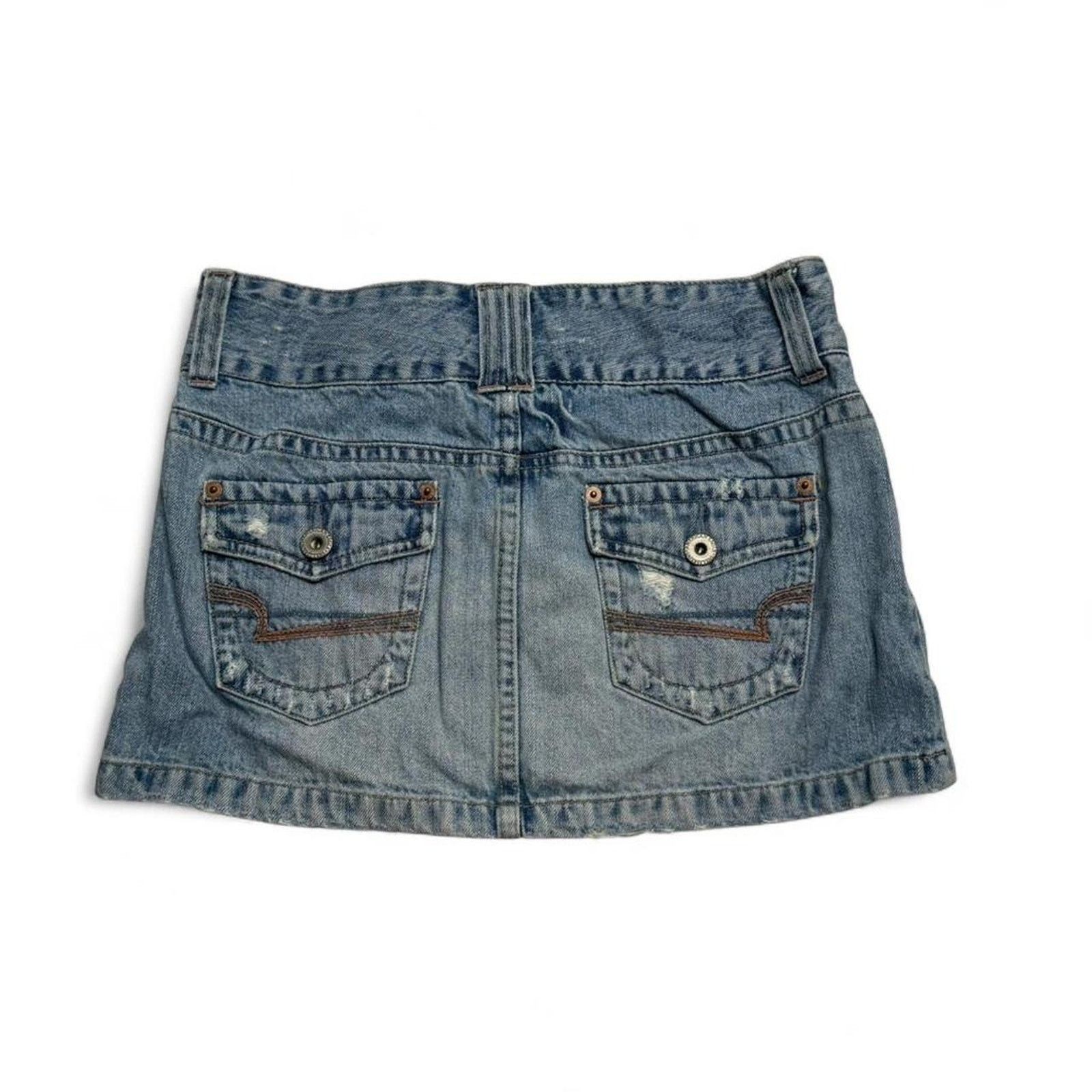 American Eagle Outfitters American Eagle Super Low Rise Micro Mini denim Skirt size 2 Size 26" / US 2 / IT 38 - 2 Thumbnail