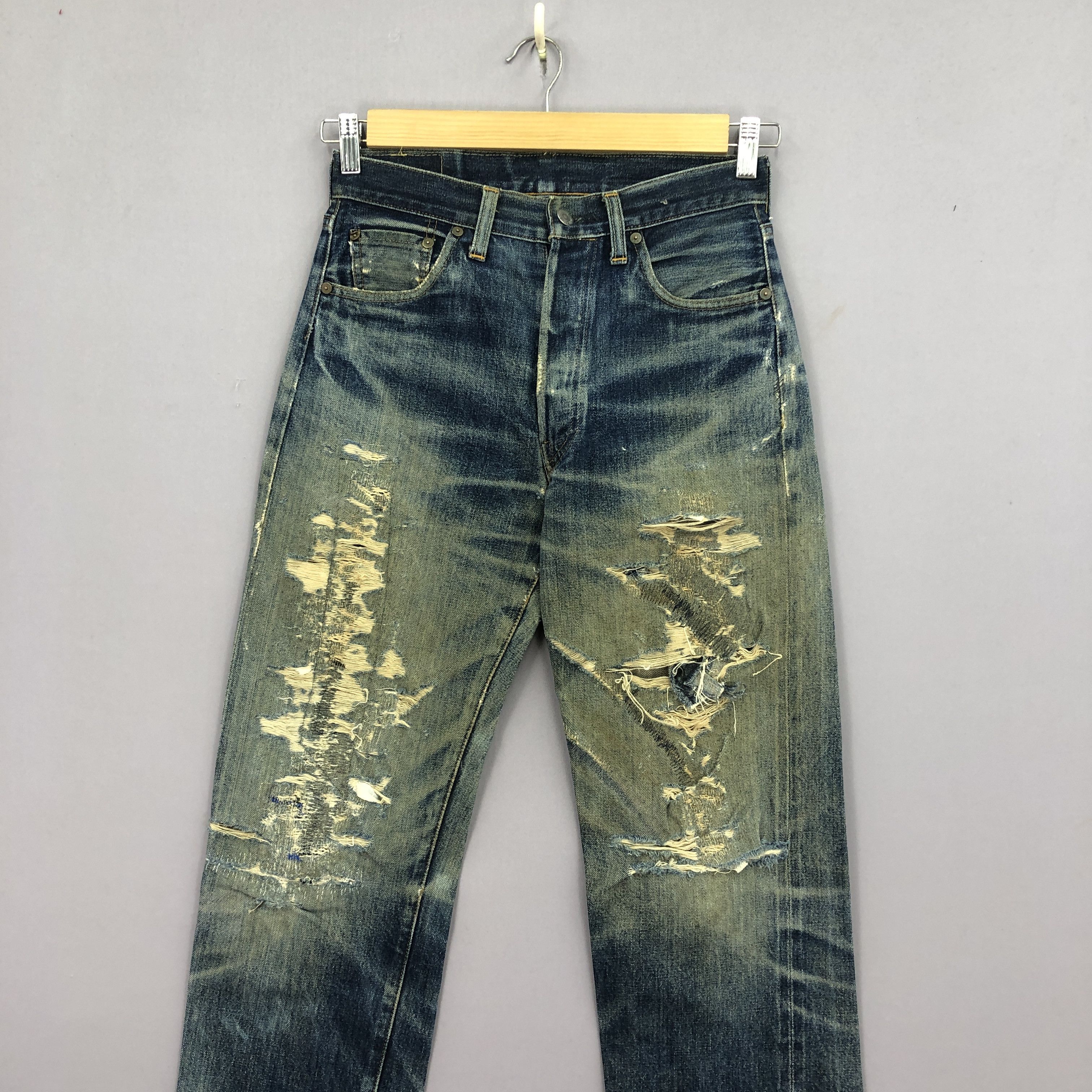 Levi's Vintage Levis 501xx Selvedge Jeans Distressed Faded Denim Size 28" / US 6 / IT 42 - 3 Thumbnail