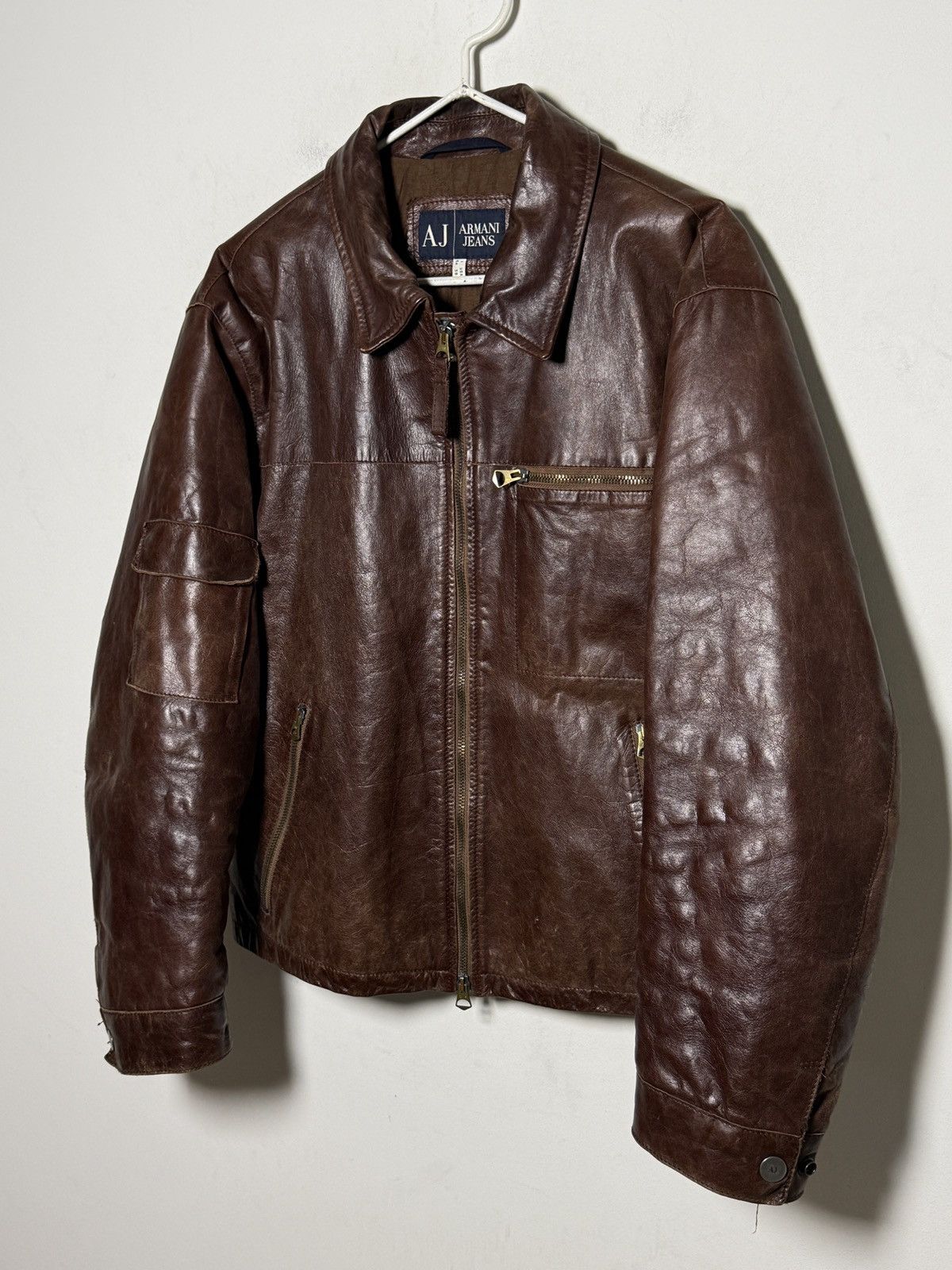 Giorgio Armani Vintage Armani Jeans leather jacket Size US M / EU 48-50 / 2 - 2 Thumbnail
