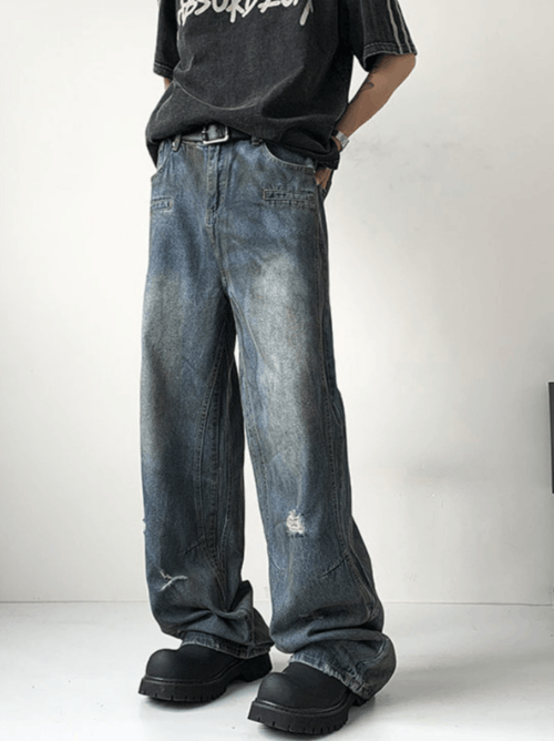 Japanese Brand American washed loose high street distressed jeans y2k Size US 32 / EU 48 - 1 Thumbnail