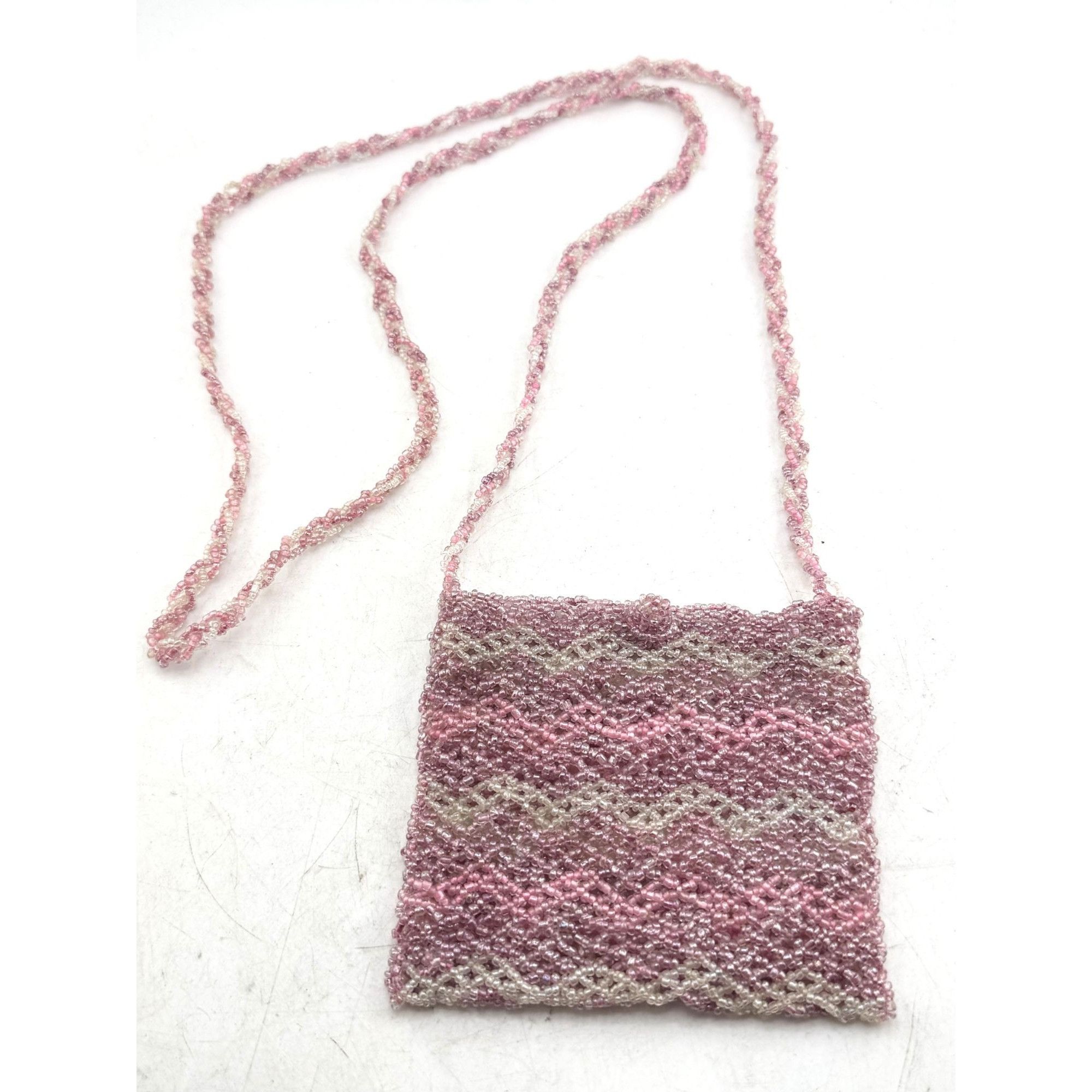 Vintage Vintage pink hand beaded small purse handbag bag Size ONE SIZE - 1 Thumbnail