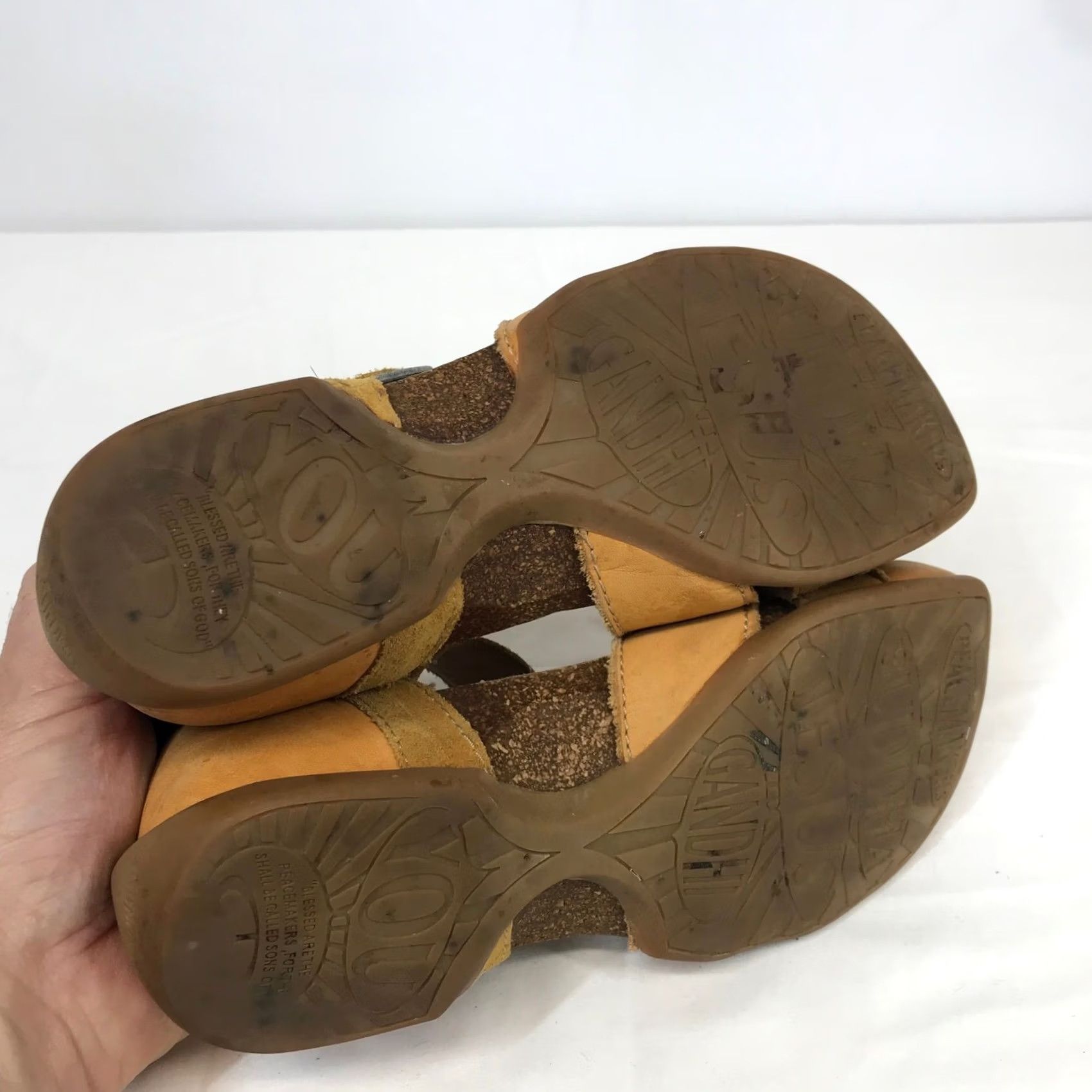 John Fluevog Peacemakers Sandals Men Size 10 Brown Leather Triple Buckle Cork John Flurvog sandals. Brown leather in good... | Depop main image 4