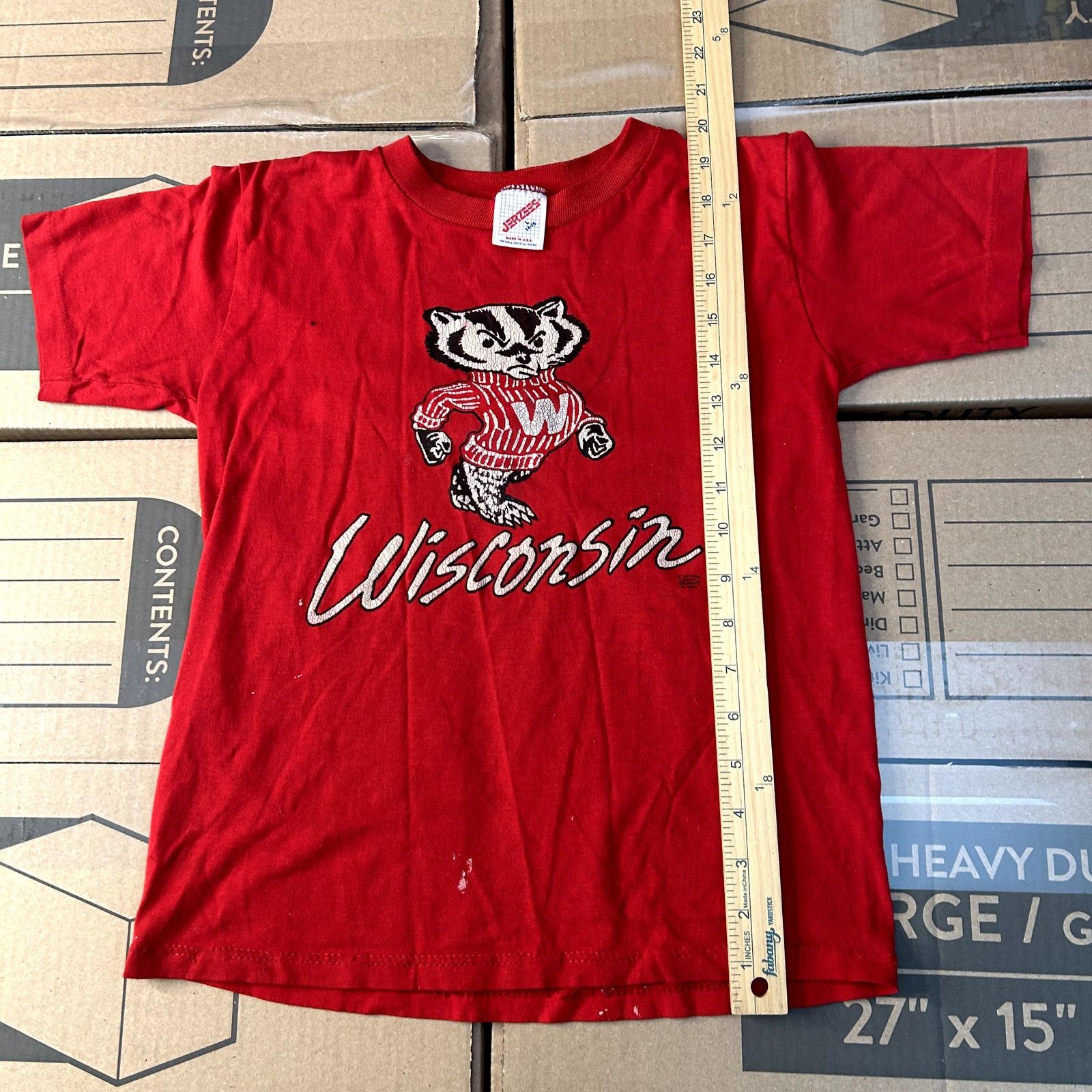 Jerzees Vintage 90s Youth Wisconsin Badgers T-Shirt Large Size US L / EU 52-54 / 3 - 6 Thumbnail