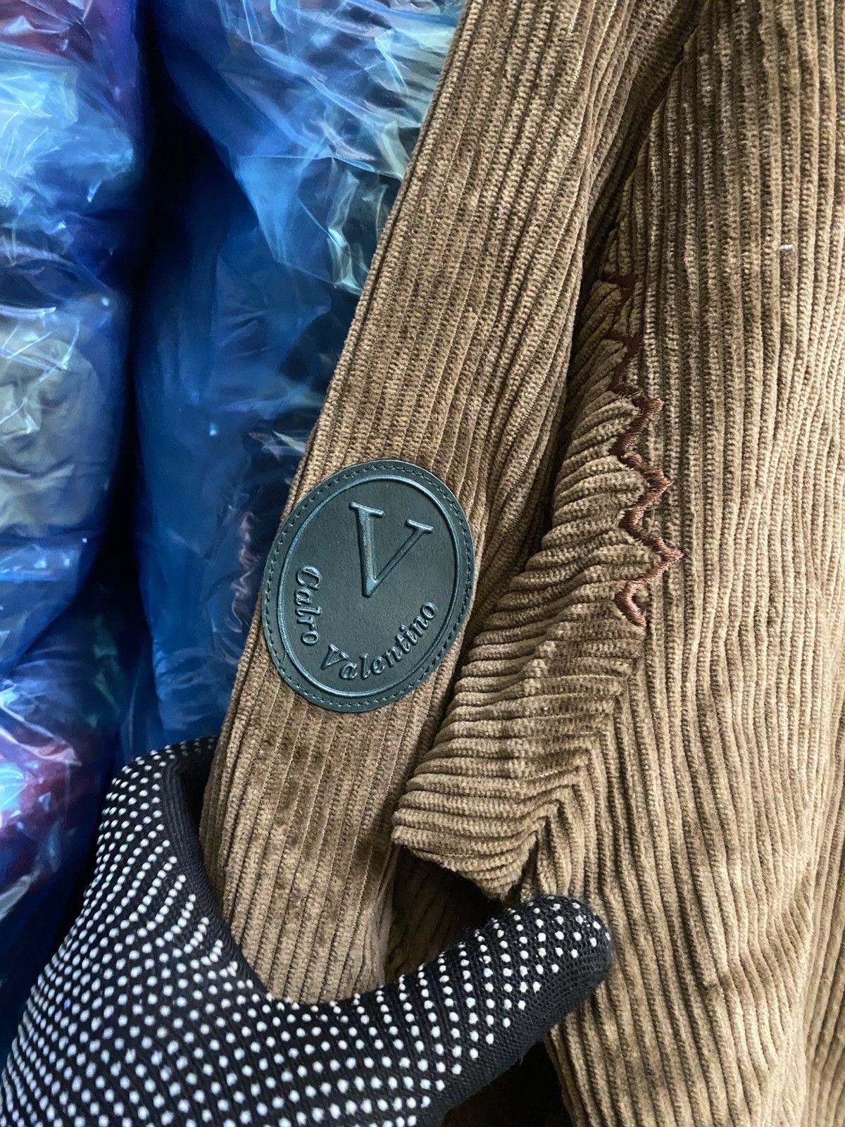 Vintage Carlo Valentino Corduroy Jacket Brown Embroidered