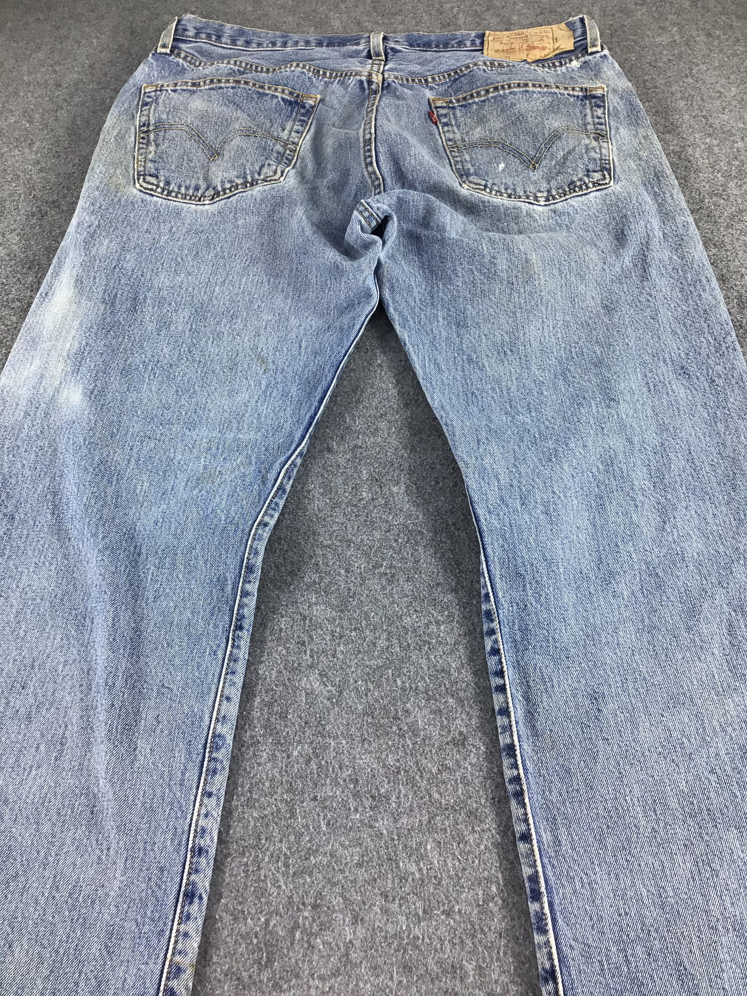 Levi's Vintage 90s Levis 501 Jeans Dirty Faded Blue Denim-J396 Size US 37 - 4 Thumbnail