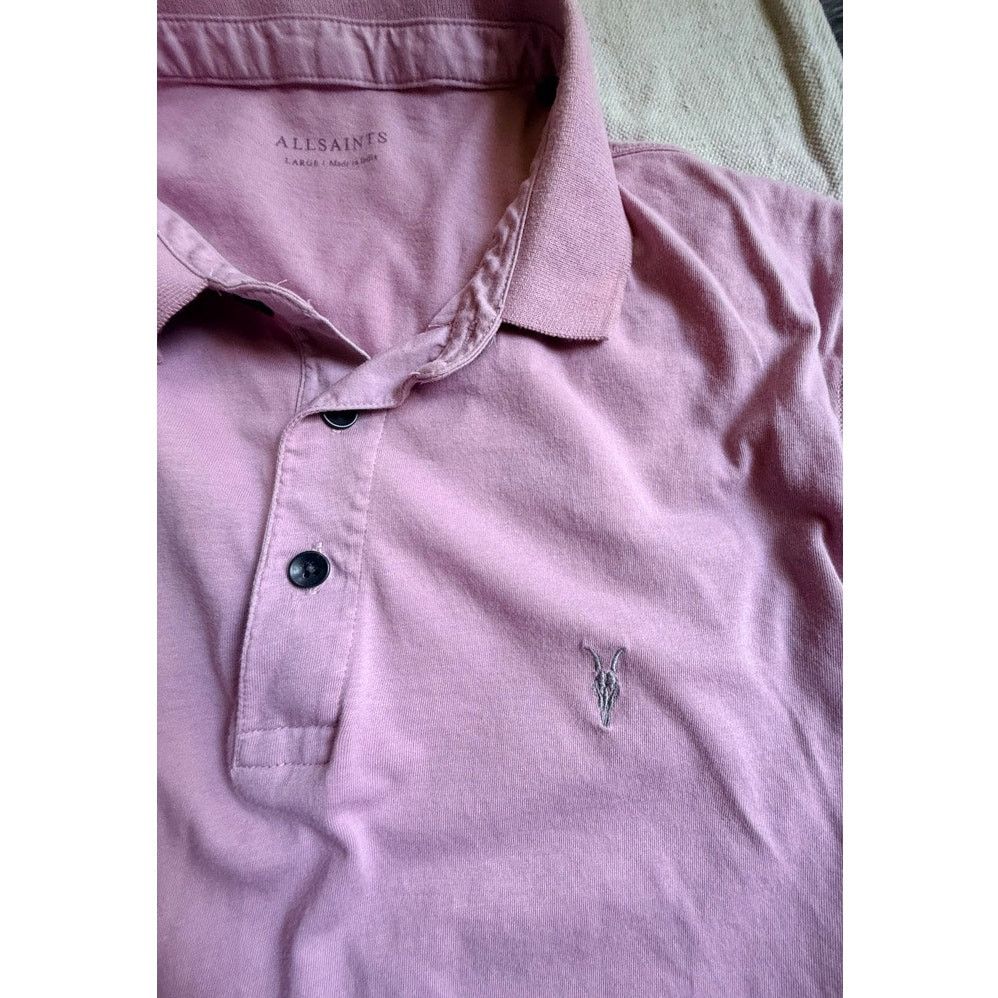 Allsaints AllSaints Reform Polo Shirt Mens L Pink Organic Cotton READ Size US L / EU 52-54 / 3 - 4 Thumbnail
