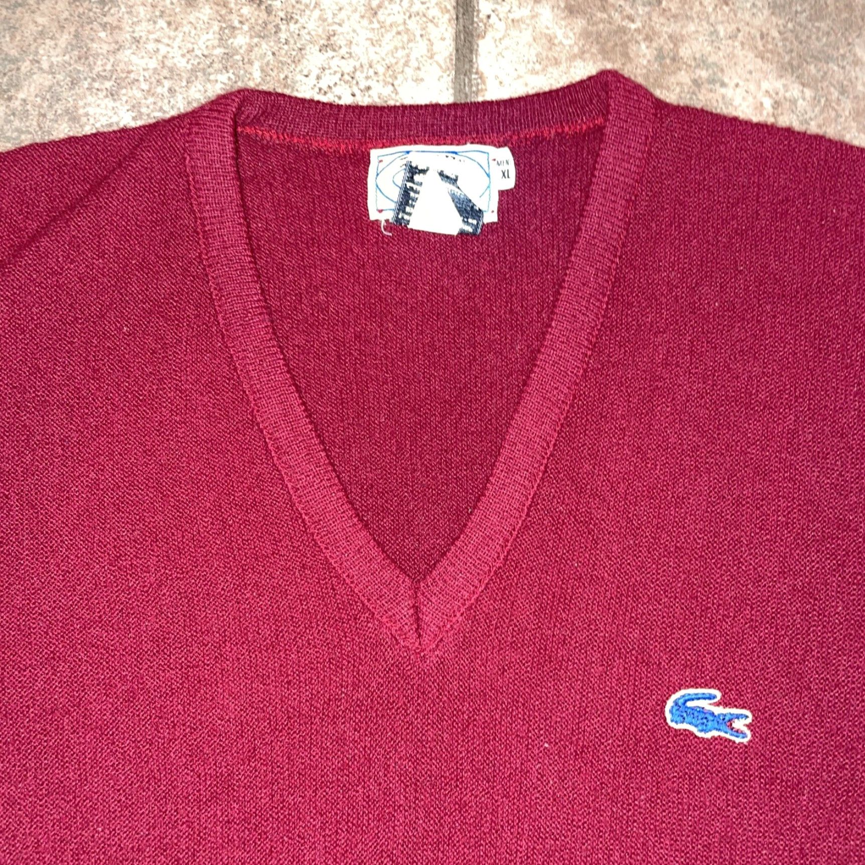 Lacoste VINTAGE Lacoste Red V-neck Sweater Mens XL Size US XL / EU 56 / 4 - 2 Thumbnail
