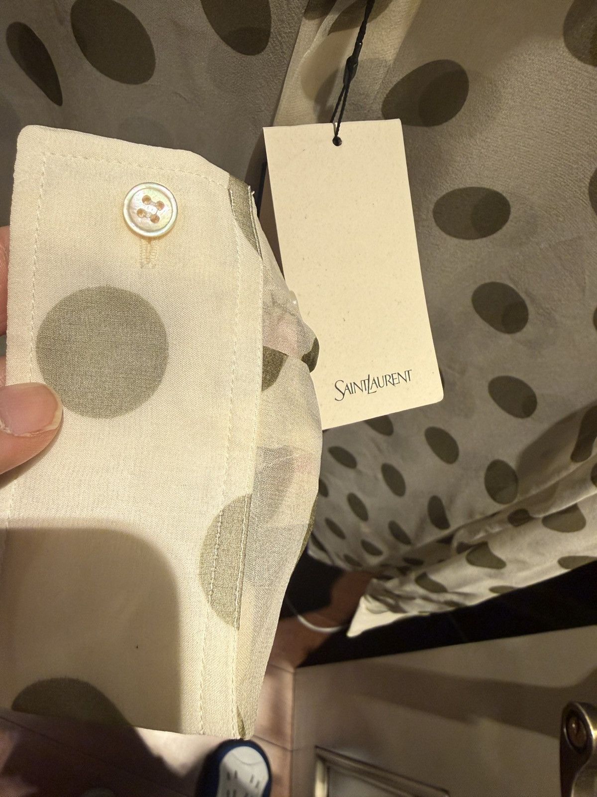 Saint Laurent Paris mulberry silk polka dots shirt collar size 40 Size US M / EU 48-50 / 2 - 8 Thumbnail