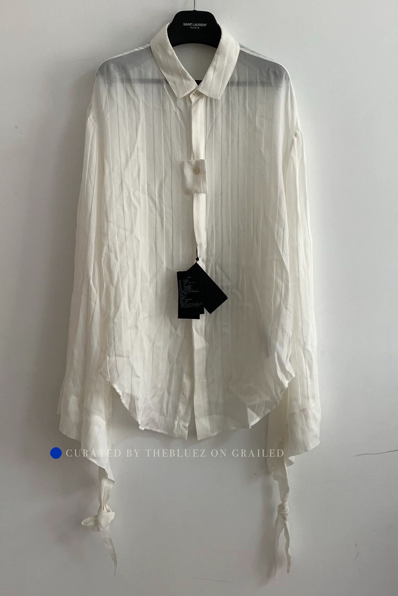 Saint Laurent Paris Striped Silk French Ribbon Shirt Size US M / EU 48-50 / 2 - 1 Thumbnail