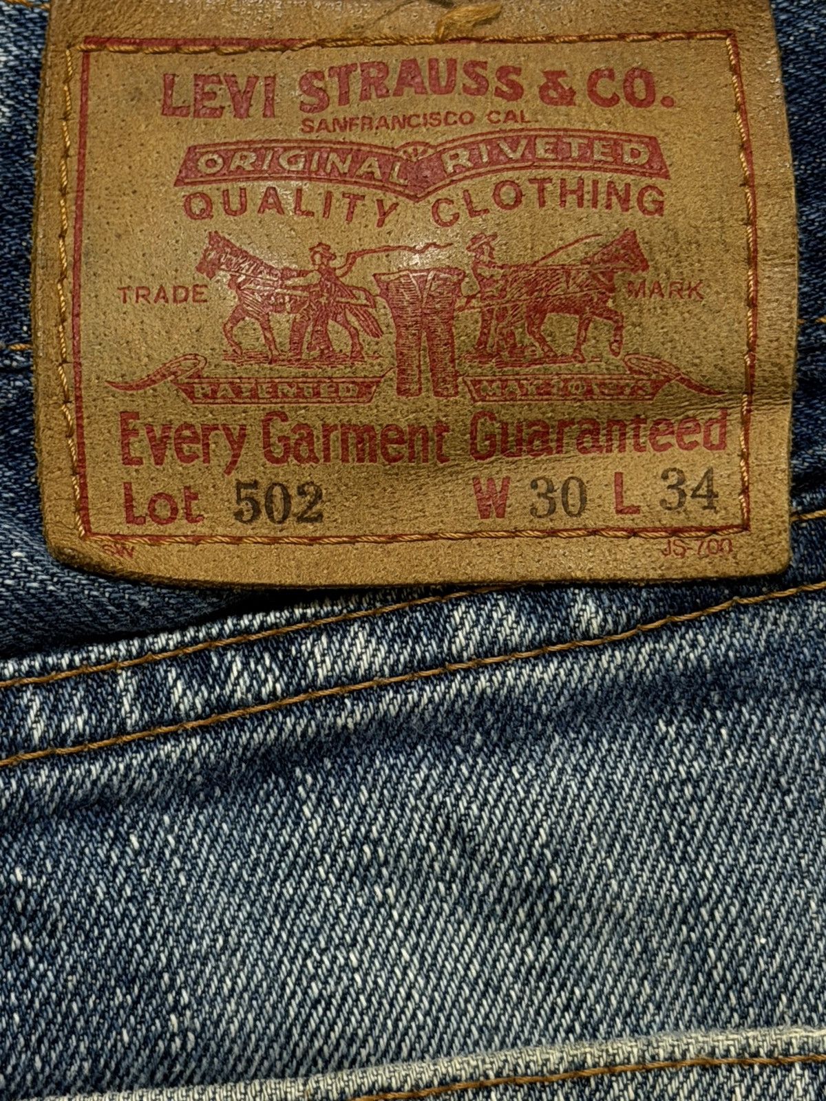 Levi's Vintage 90s Levis 502 Blue Faded Wash Distressed Regular Fit Size US 30 / EU 46 - 6 Thumbnail