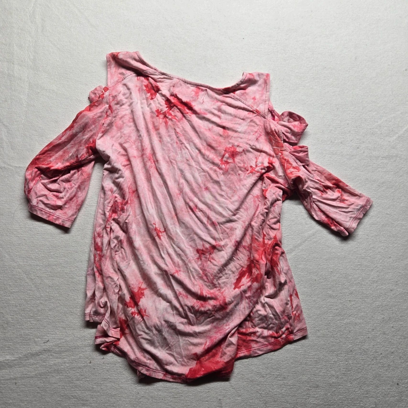 Vintage VINTAGE French Foundry Shirt Adult Women L Red Tie Dye Half Blouse Open Shoulder Womens Large Size L / US 10 / IT 46 - 7 Thumbnail
