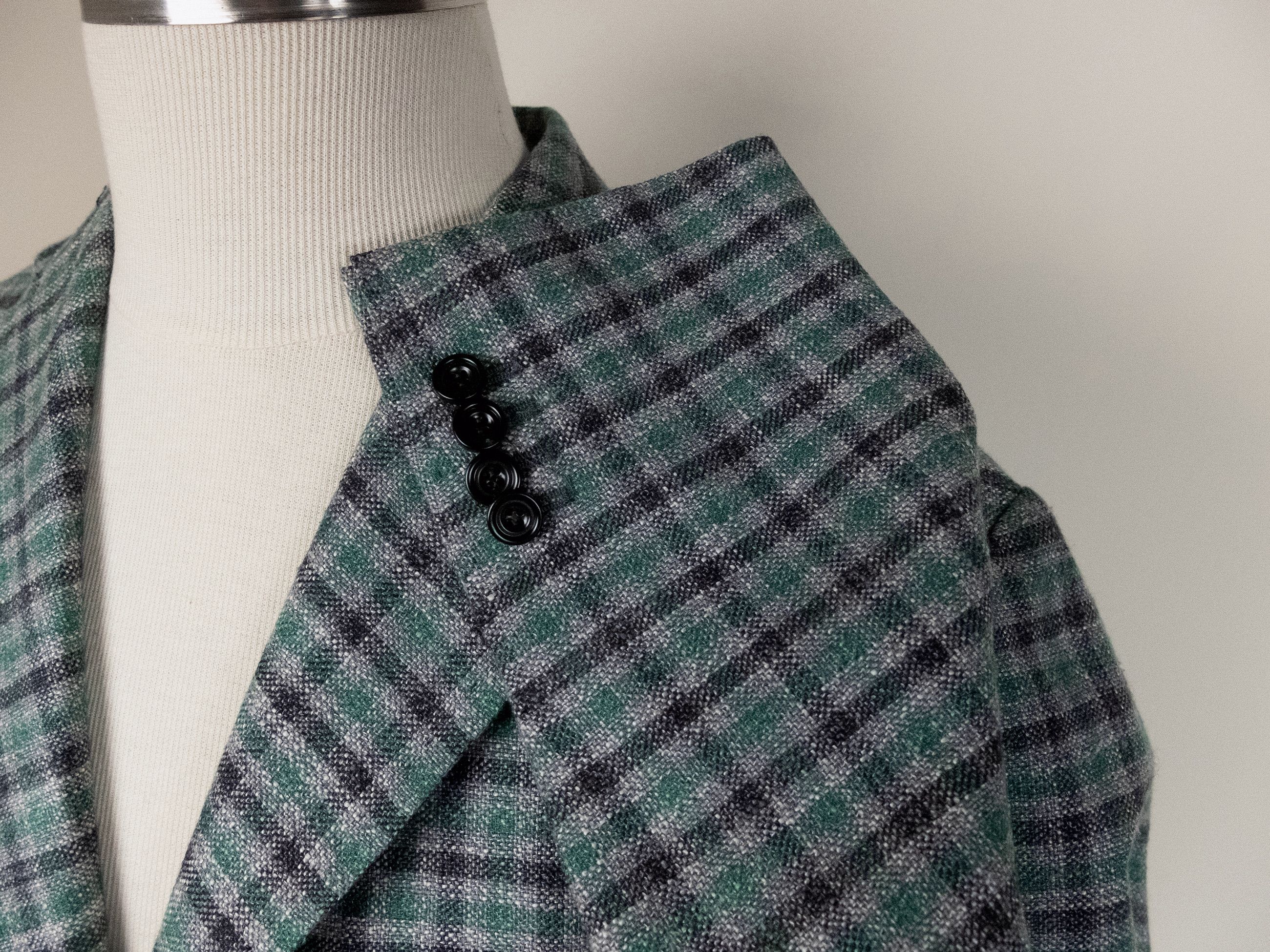 SARTORIO SARTORIO Napoli Kiton green gray plaid wool silk sportcoat Size 42R - 2 Thumbnail