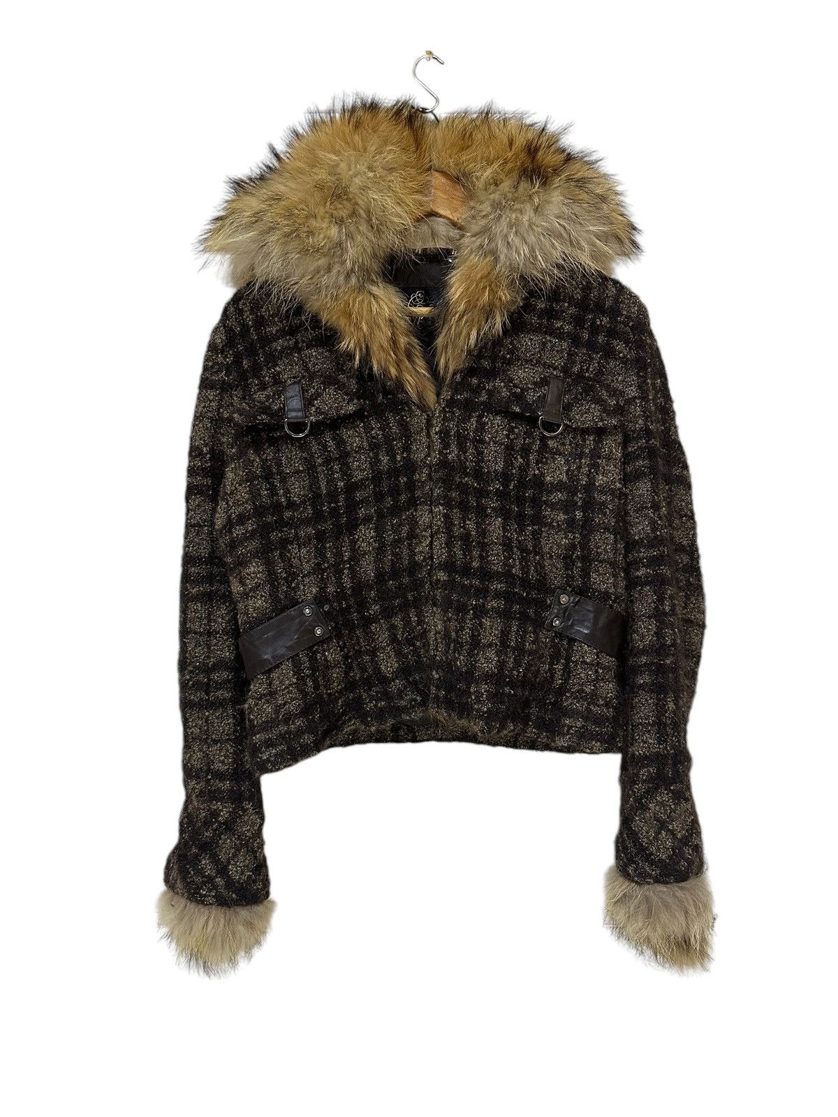 Japanese Brand La Moda Goji Tweed Jacket Fur Faux Jacket Size M / US 6-8 / IT 42-44 - 2 Thumbnail
