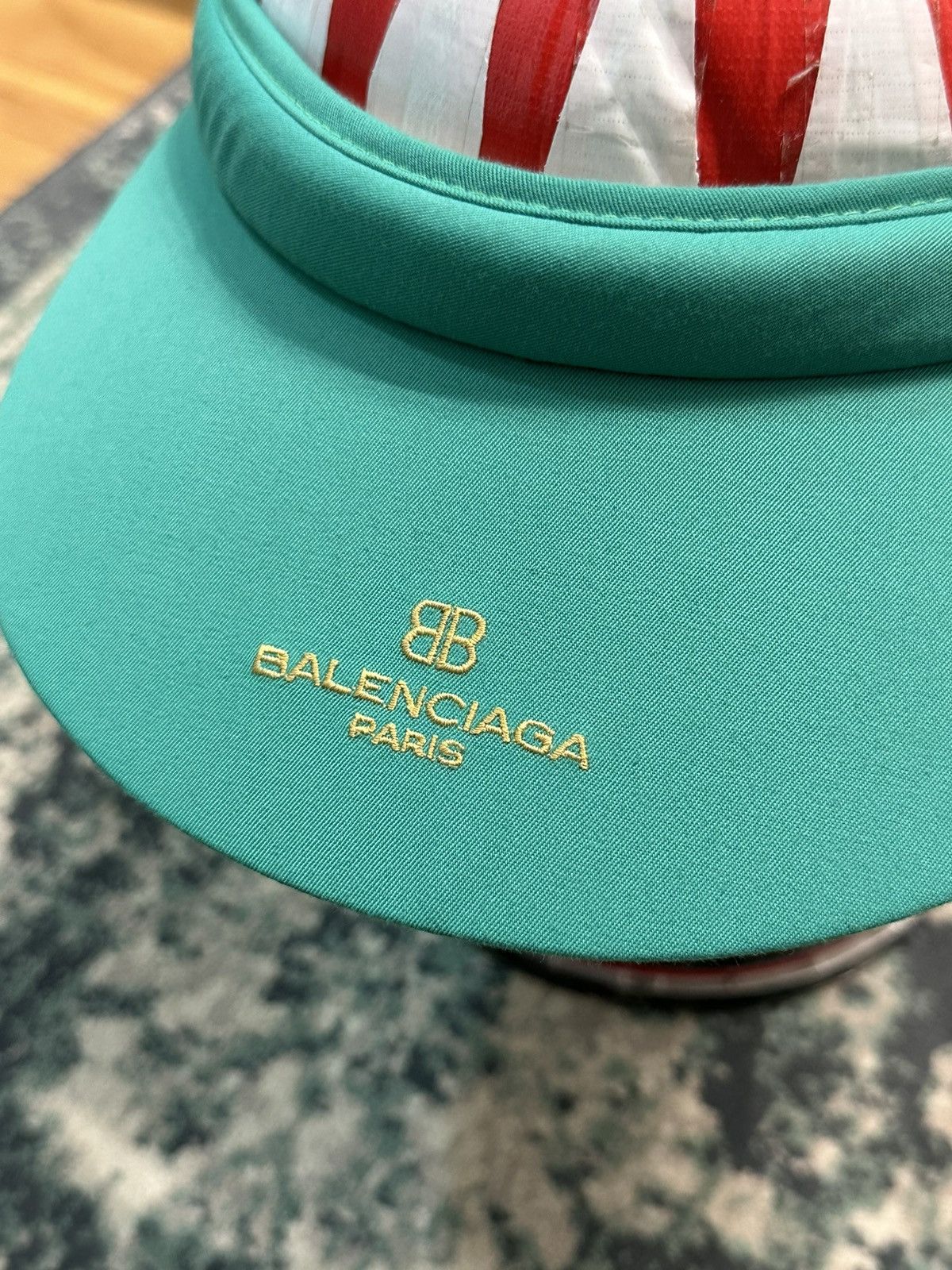 Balenciaga 1990 - Balenciaga BB Logo Visor Hats (Turquoise) Size ONE SIZE - 12 Thumbnail
