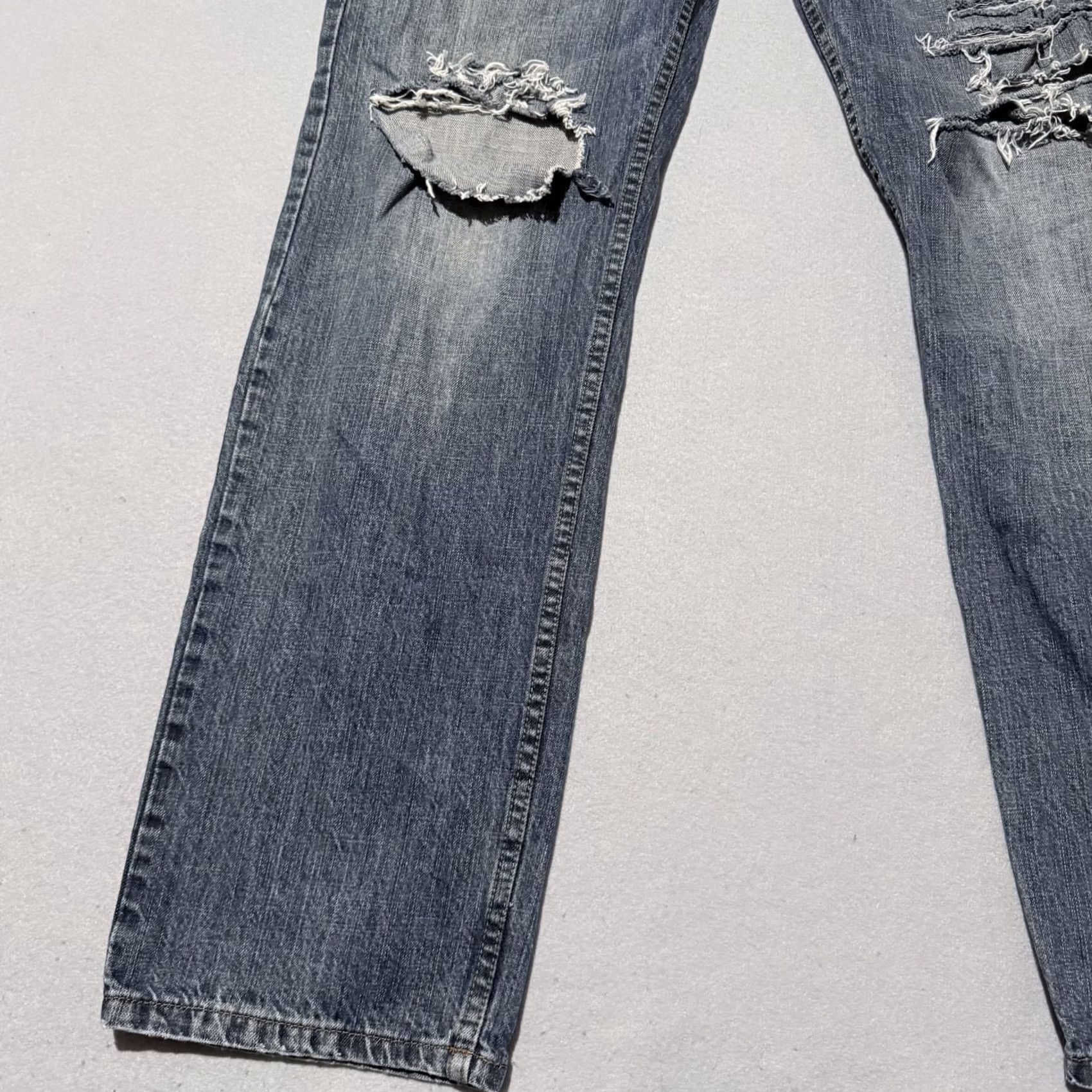 Lee Lee Jeans Men Jeans Blue Distressed Mid Rise Straight Zip Fly 34x31 Size US 34 / EU 50 - 5 Thumbnail