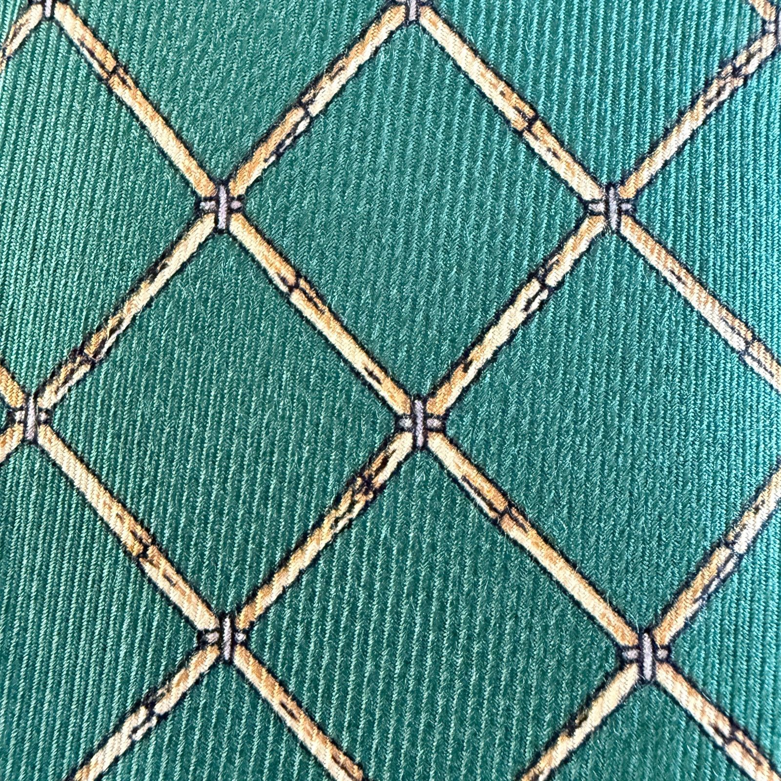 Burberry Burberrys' Vintage Green Bamboo Lattice Silk Tie Size ONE SIZE - 1 Thumbnail