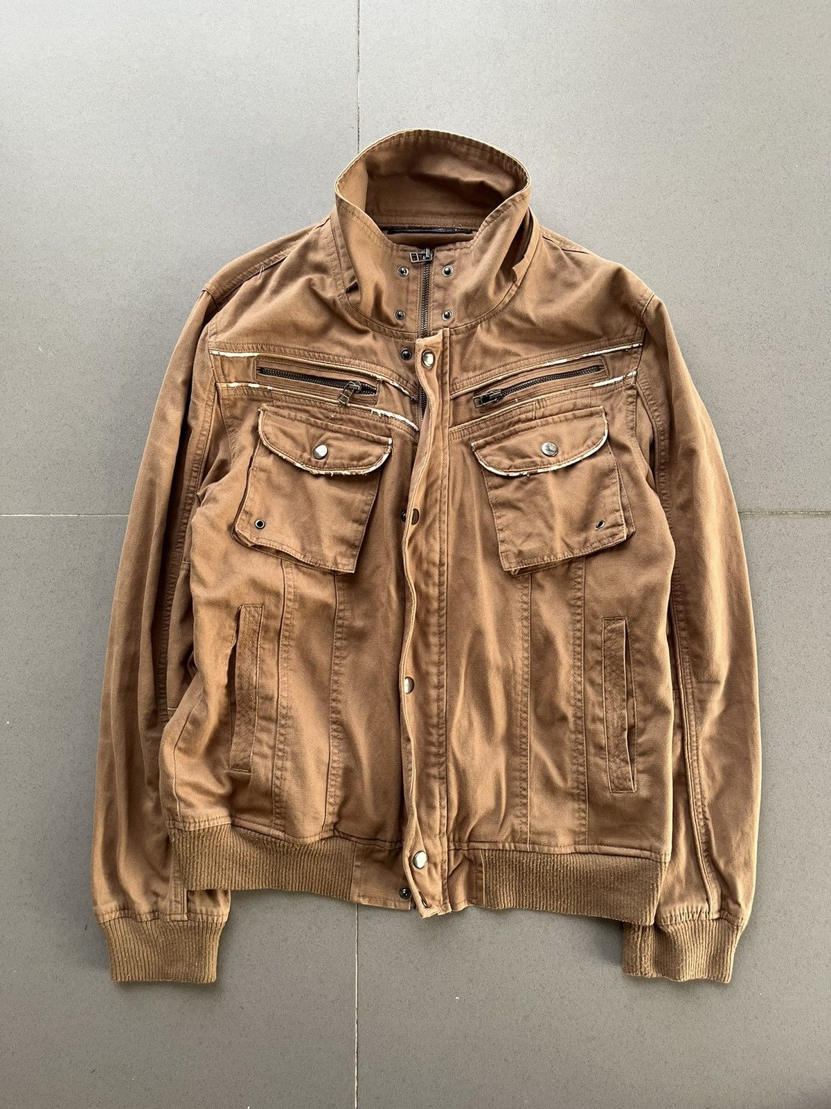 image of 14Th Addiction x Kmrii Japanese~Clone Devgru Bikers Seditionaries Punk Style Jacket in Brown (Size 
