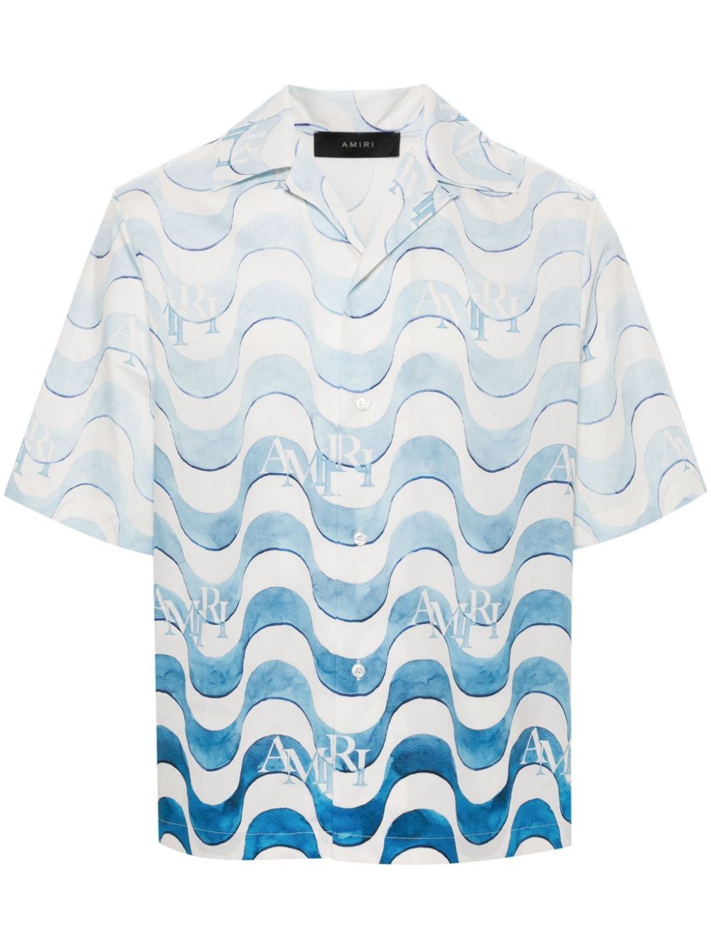 o1s1wg110825 Wave-Print Cotton Shirt in Blue/White