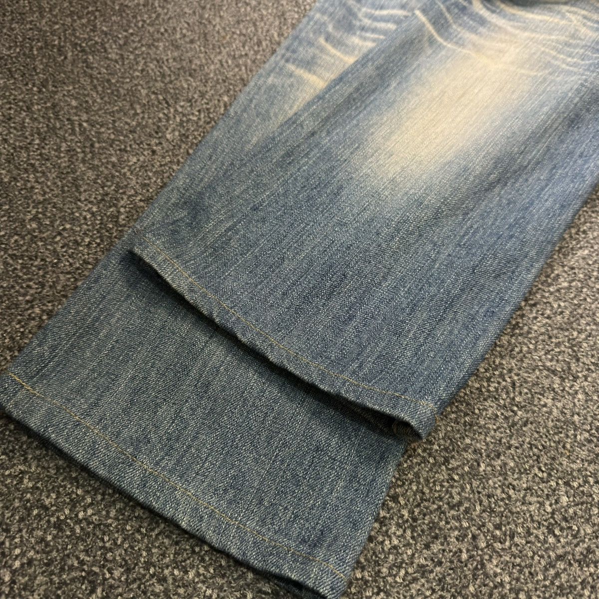 Beauty Beast Lolita Flared Distressed Exotic Heavy Faded Denim Jeans Size US 29 - 12 Thumbnail
