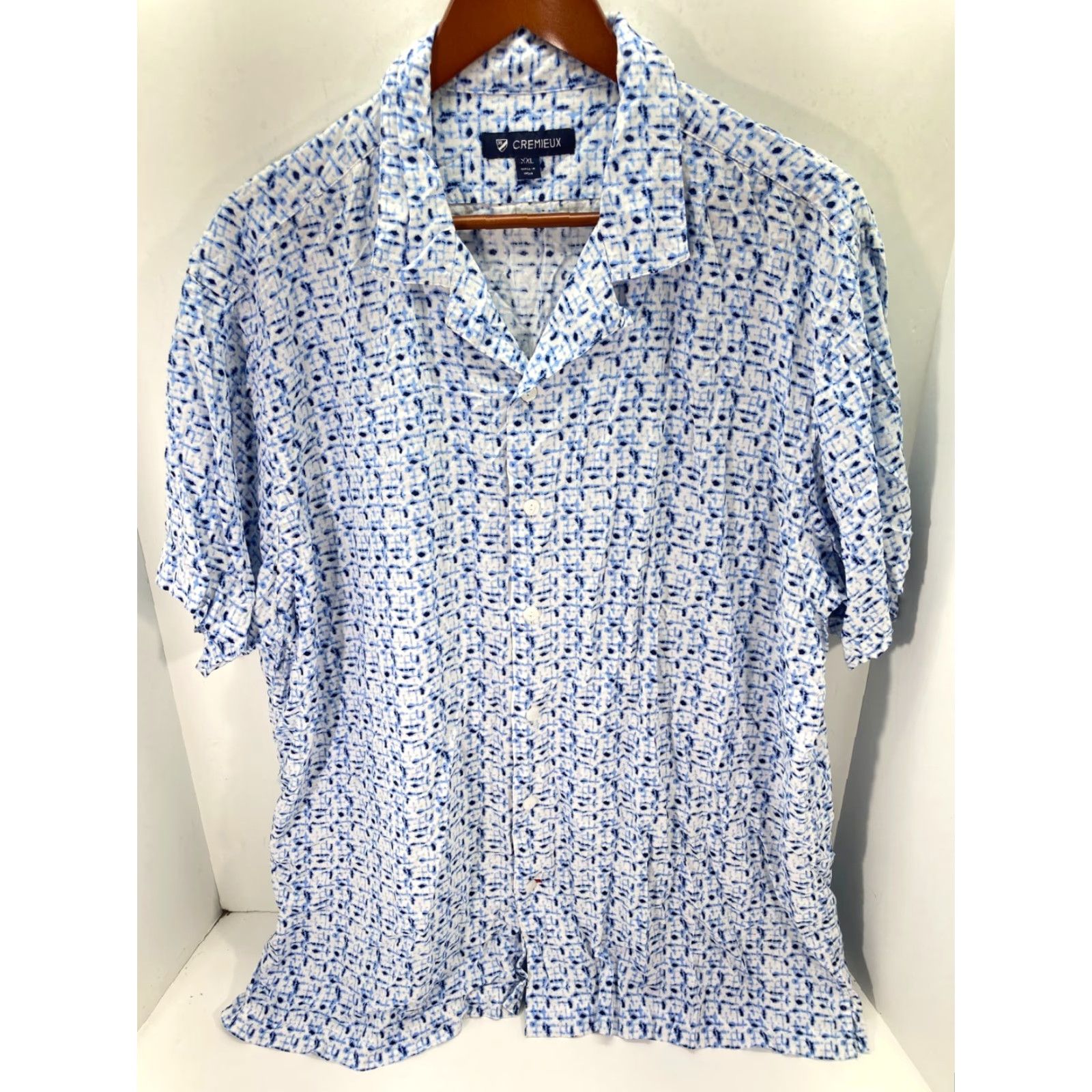 Cremieux Cremieux Western Button Up Shirt Mens 2XL Blue White All Over Short Sleeve Classic Size US XXL / EU 58 / 5 - 2 Thumbnail