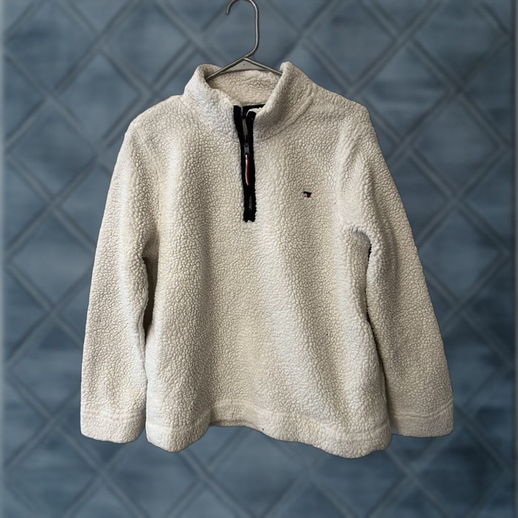 Tommy Hilfiger VINTAGE Tommy Hilfiger Sport 1/4 Zip Sherpa Fleece Pullover White Womens Size L Size L / US 10 / IT 46 - 1 Thumbnail