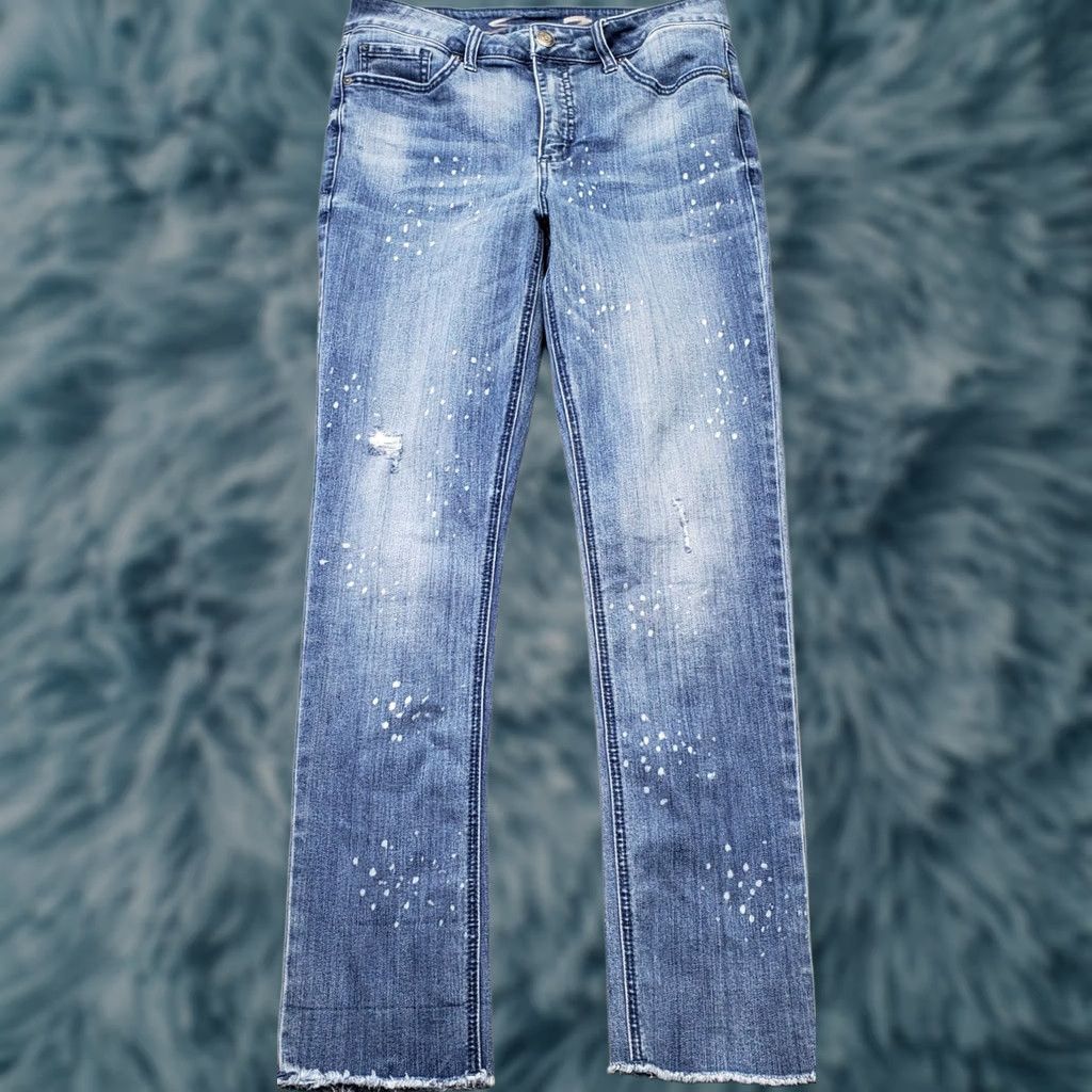 Vintage Seven7 Jeans Womens 10 Blue Denim Faded High Waisted Streetwear Grunge Raw Hem Jeans Women Size 10 Blue Size 32" / US 10 / IT 46 - 1 Thumbnail