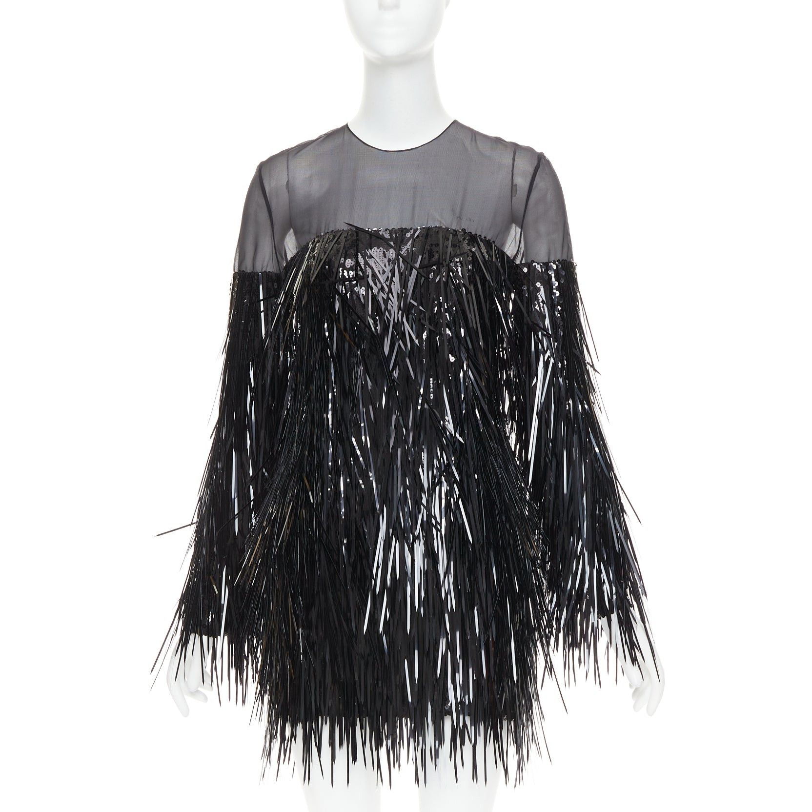Alexandre Vauthier ALEXANDRE VAUTHIER COUTURE AW2022 Runway black long paillette sequinned sheer yoke dress Size S / US 4 / IT 40 - 1 Thumbnail