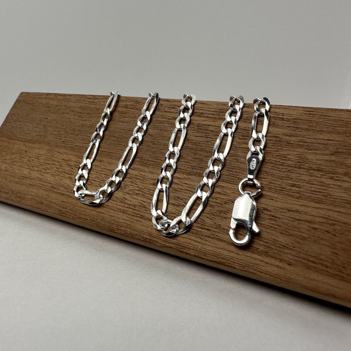 Sterling Silver Silver Chain Solid Silver Figaro Chain 3mm 22in Stamped 925 Size ONE SIZE - 4 Thumbnail