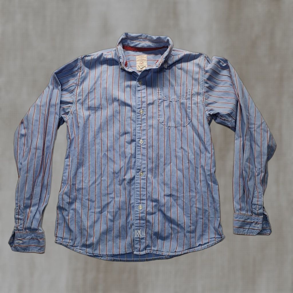 Camel Red Camel Shirt Mens M Blue Striped Long Sleeve Button-Up 100% Cotton Adult Regular All Seasons Spring Fall Summer Winter Button-Up Size US M / EU 48-50 / 2 - 1 Thumbnail