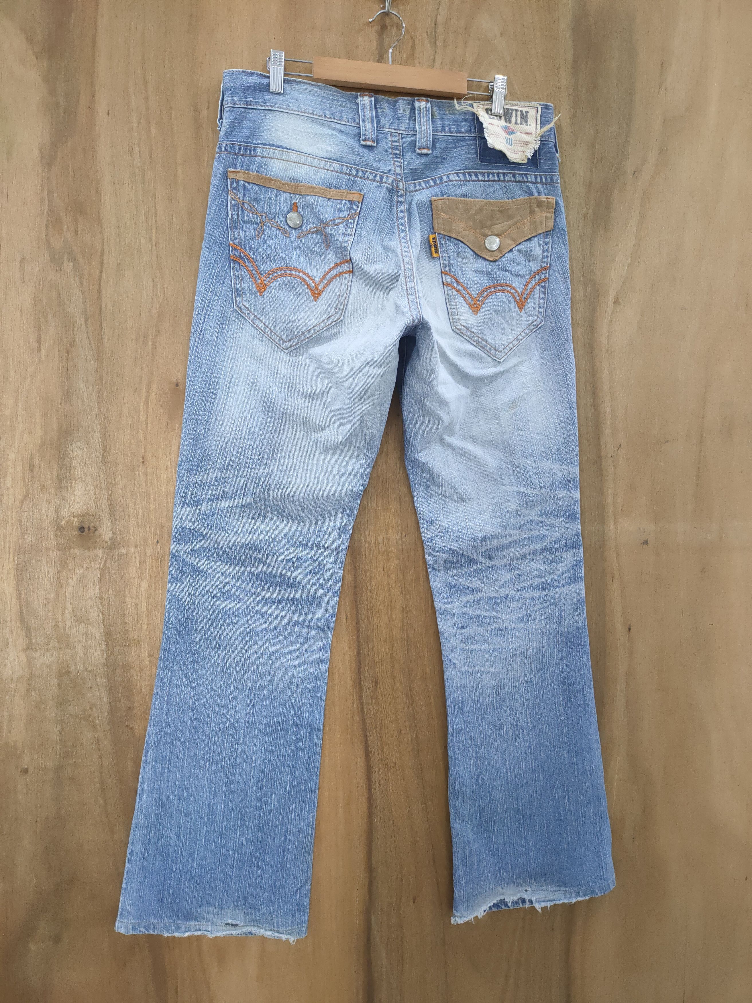 Edwin VINTAGE EDWIN BOOTCUT FLARE DISTRESSED JEAN DENIM Size US 33 - 1 Thumbnail