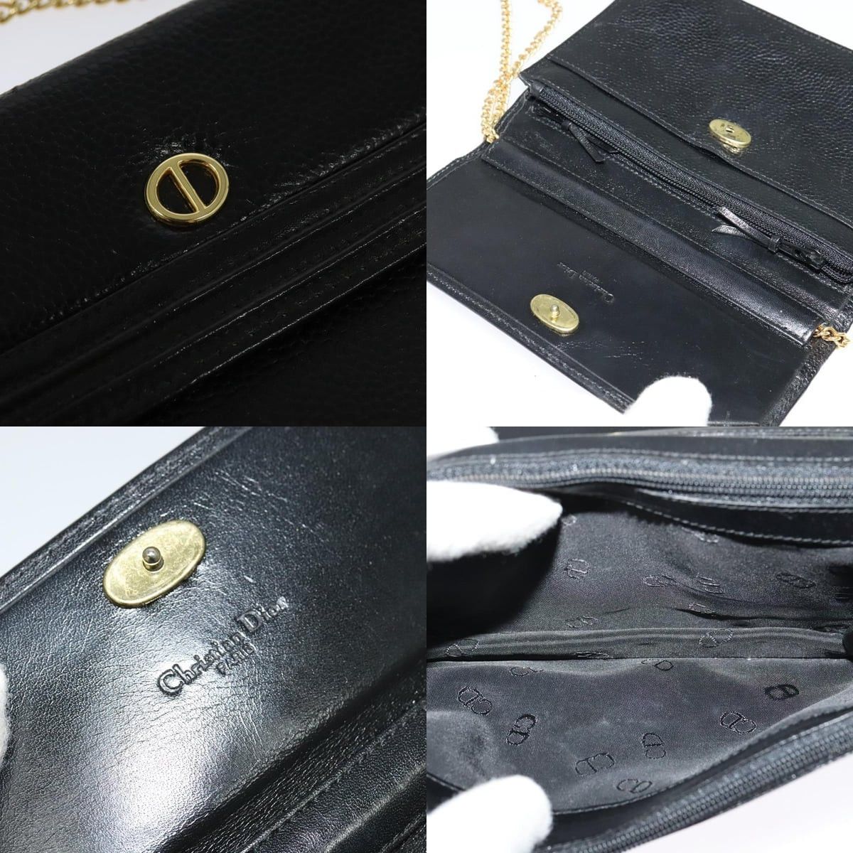 Dior DIOR Chain Shoulder Bag Leather Black Gold Size ONE SIZE - 11 Thumbnail
