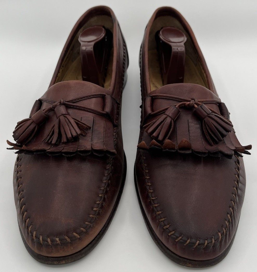 Santoni Santoni Italy Handmade Stitched Brown Leather Loafers 9D Size US 9 / EU 42 - 1 Thumbnail
