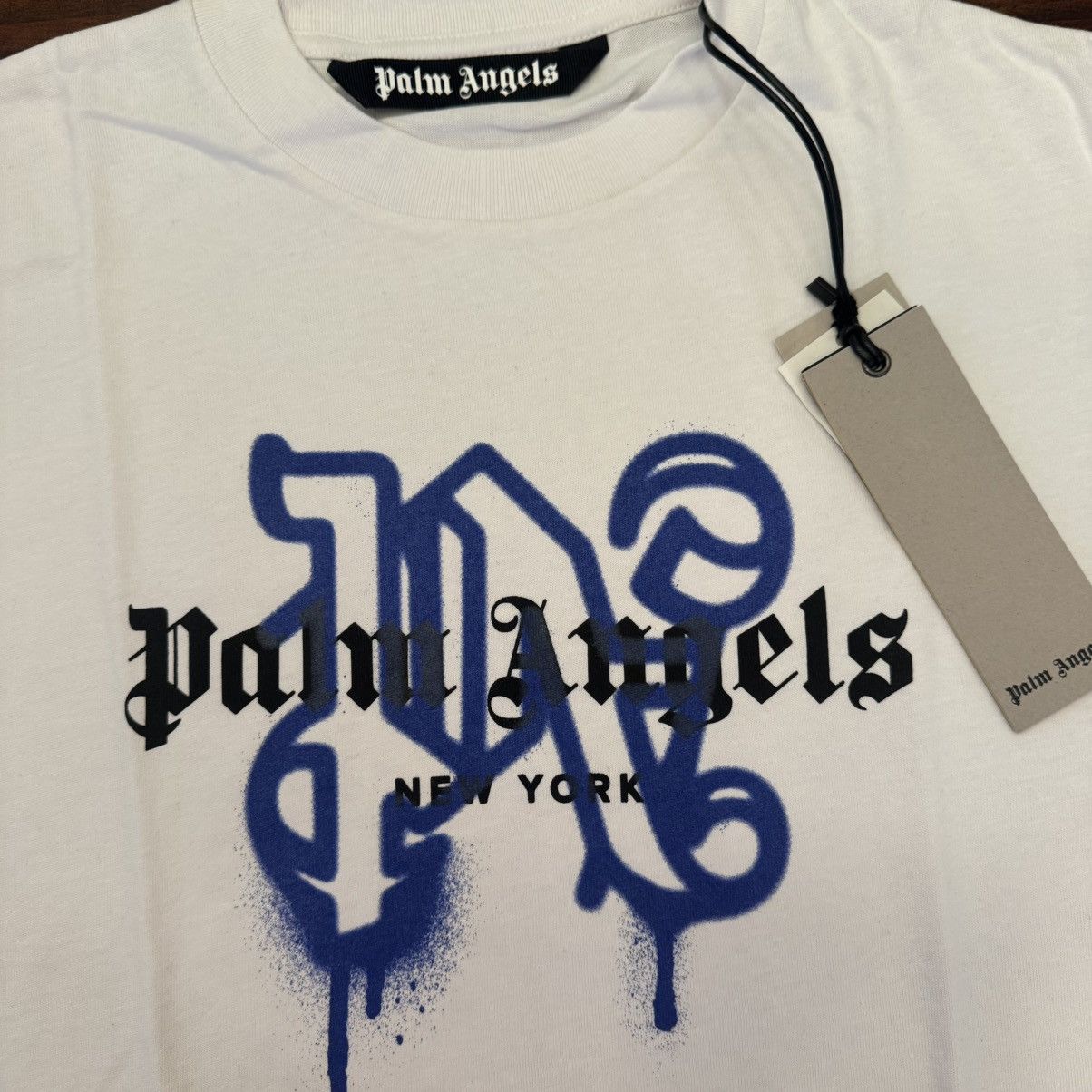 Palm Angels NY Monogram Spray Tee in White, Men's (Size Xl) — image 2 of 6