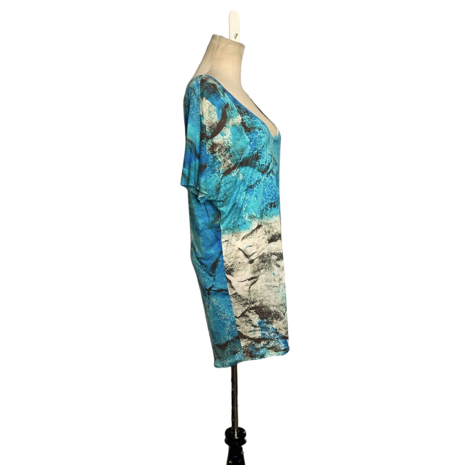 Anthropologie ETT TWA blue splatter short sleeves tunic top size XS Size XS / US 0-2 / IT 36-38 - 11 Thumbnail
