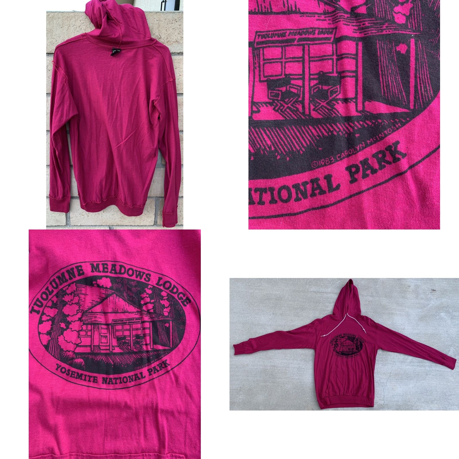 Anvil VINTAGE Anvil Hoodie T Shirt Men's 1980s L Pink Graphic Tee Yosemite Tuolumne Meadows Lodge Night Park CrowdStyle? Size US L / EU 52-54 / 3 - 9 Thumbnail