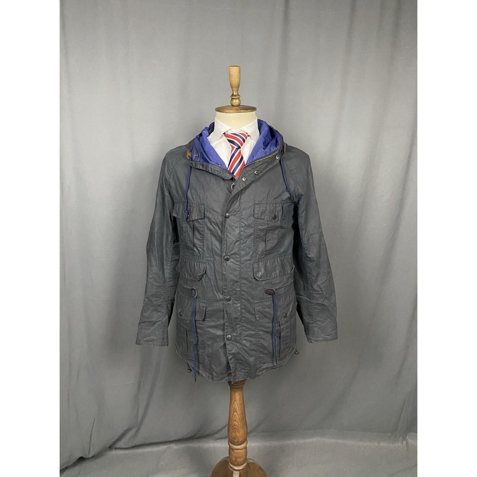Barbour Barbour Cavendish Blue Hooded Waxed Multipocket Utility Mili Size US M / EU 48-50 / 2 - 3 Thumbnail