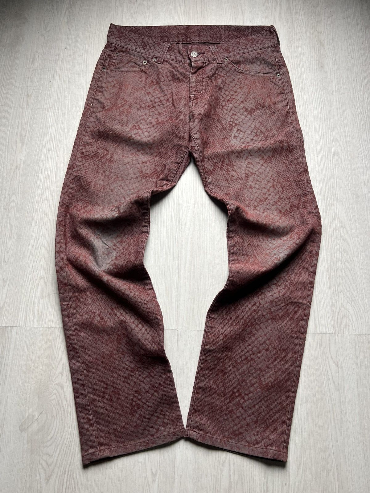 If Six Was Nine Tornado Mart Snakeskin Laser Cut Buckle Back Pants Size US 31 - 1 Thumbnail